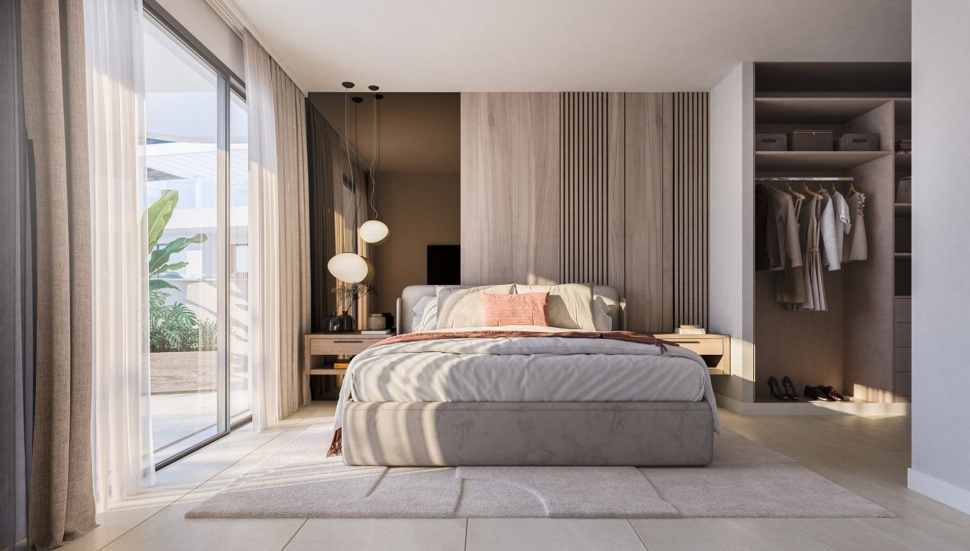 Double bedroom with built-in wardrobes in 3-bedroom penthouse, Arroyo Vaquero