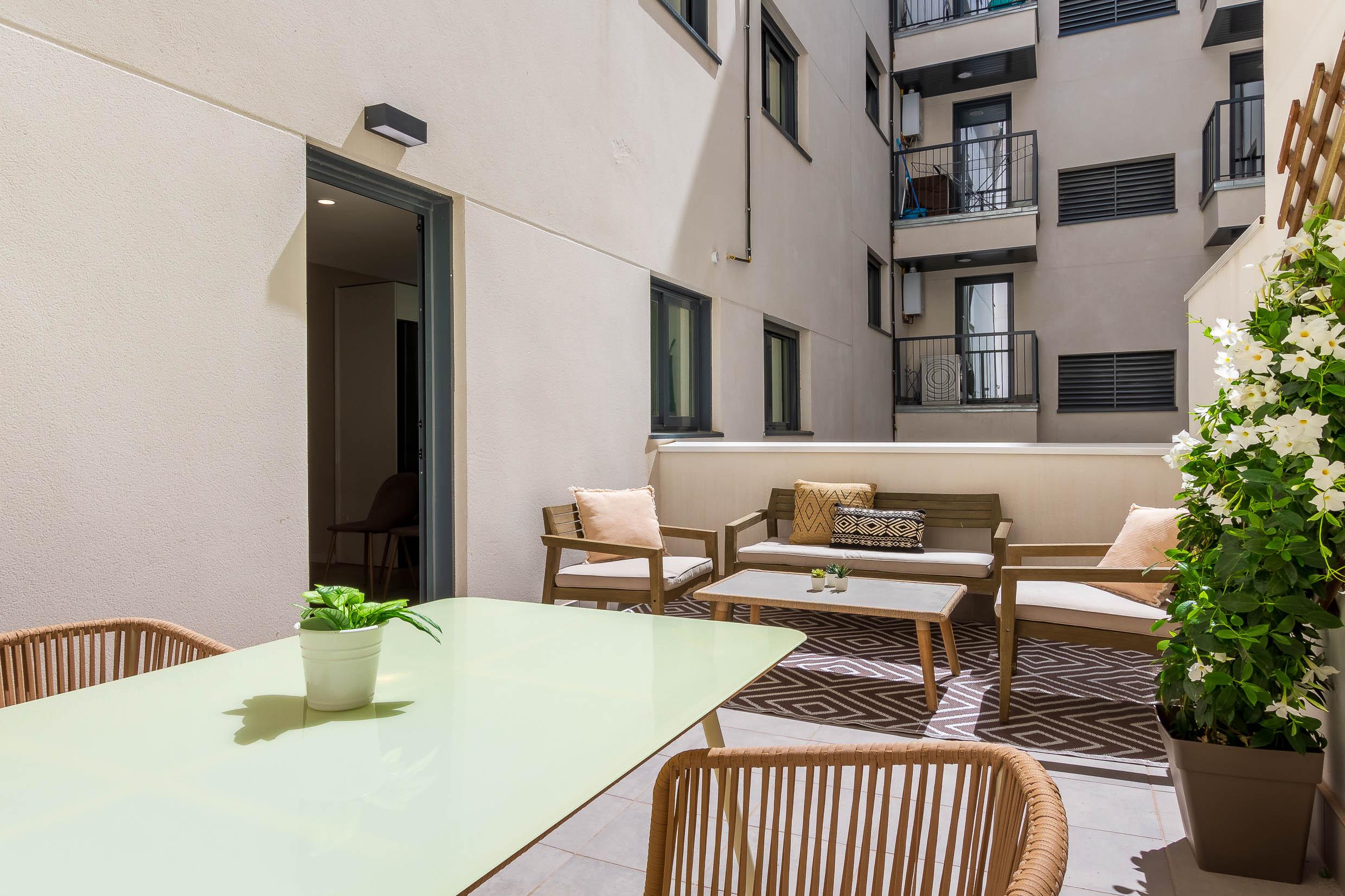 Appliances and fitted units in kitchen of new-build apartment, Las Lagunas