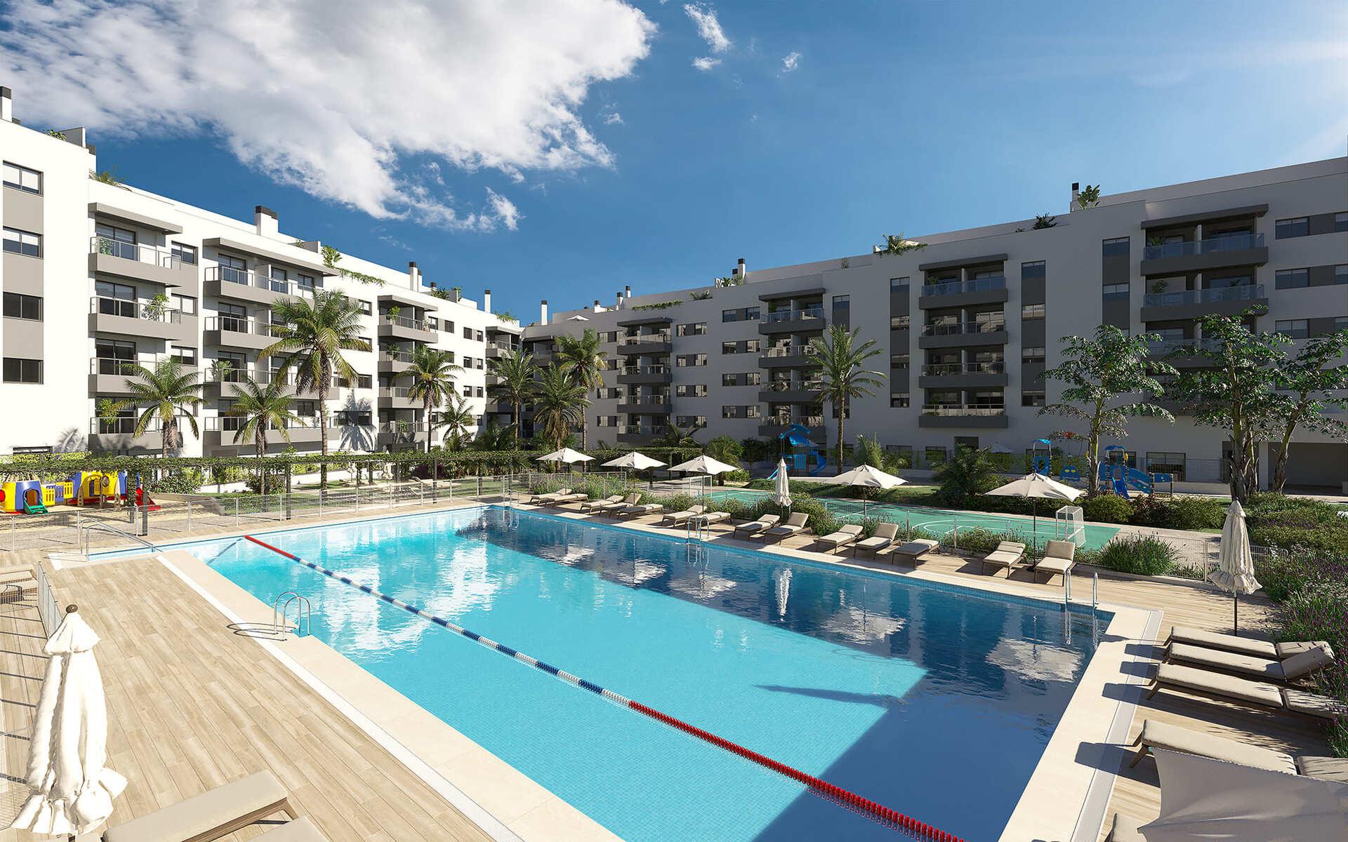 Second bathroom with shower enclosure, 3-bedroom apartment, Las Lagunas, Mijas