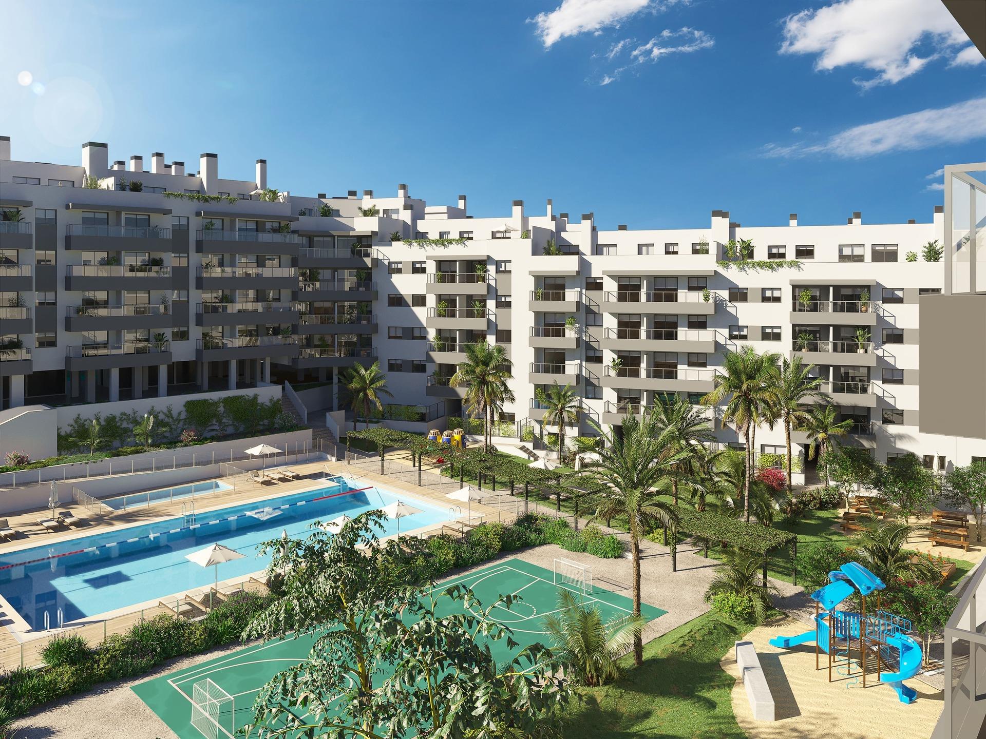 Communal entrance lobby and lift, new-build apartment block, Las Lagunas