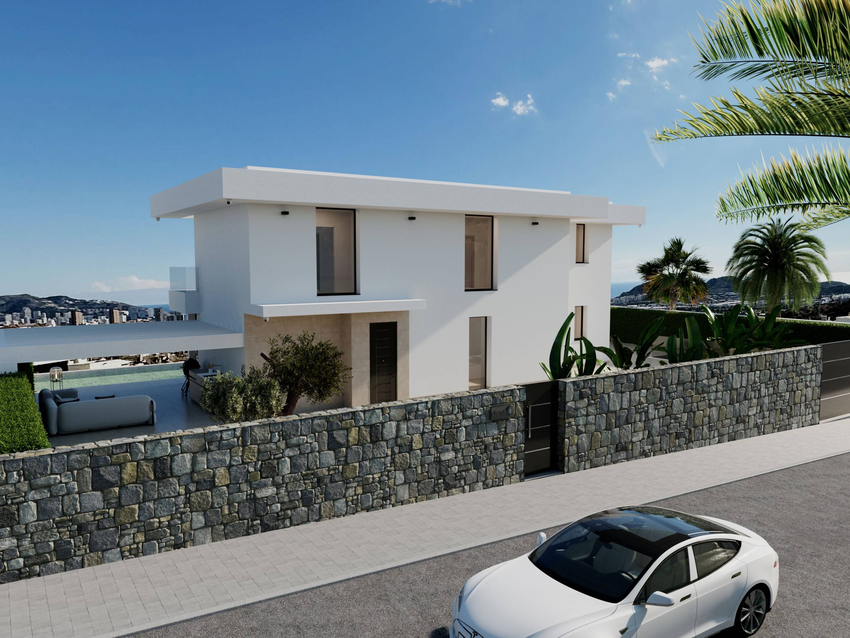 Interior hallway and entrance in new-build villa, Sierra Cortina, Finestrat