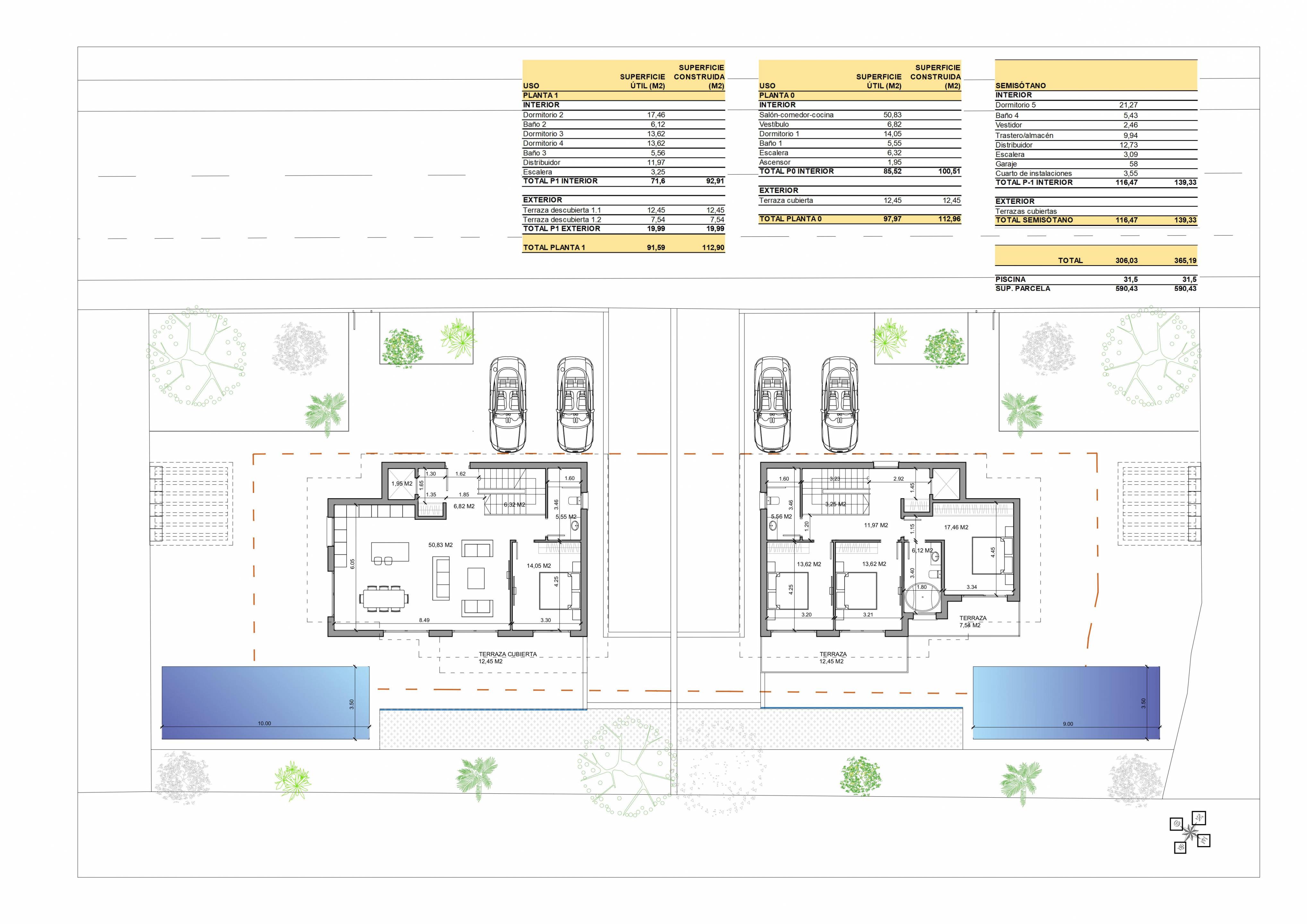 Ground-floor plan of new-build villa in Sierra Cortina, Finestrat