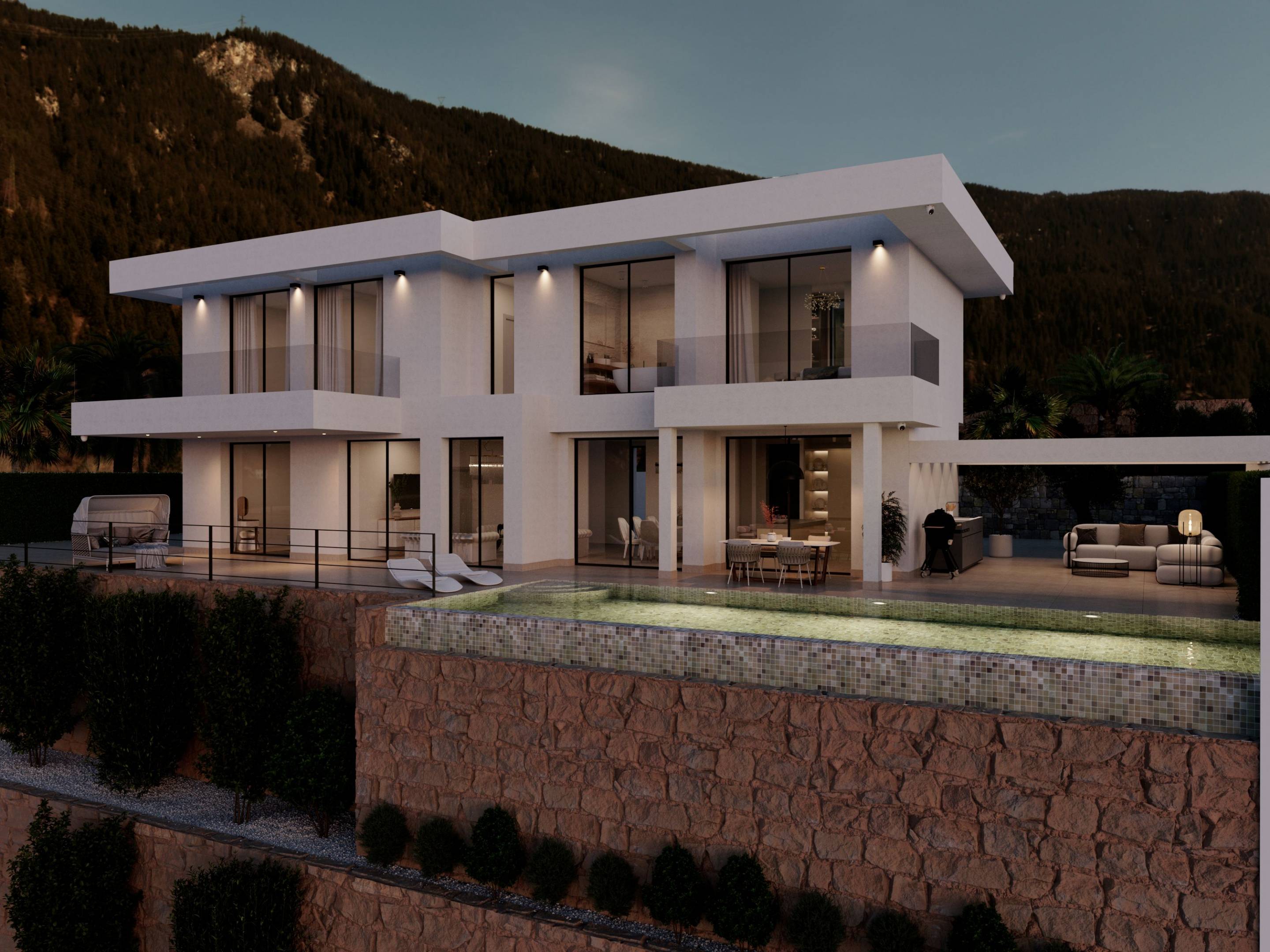 Kitchen with fitted units in new-build villa, Sierra Cortina, Finestrat