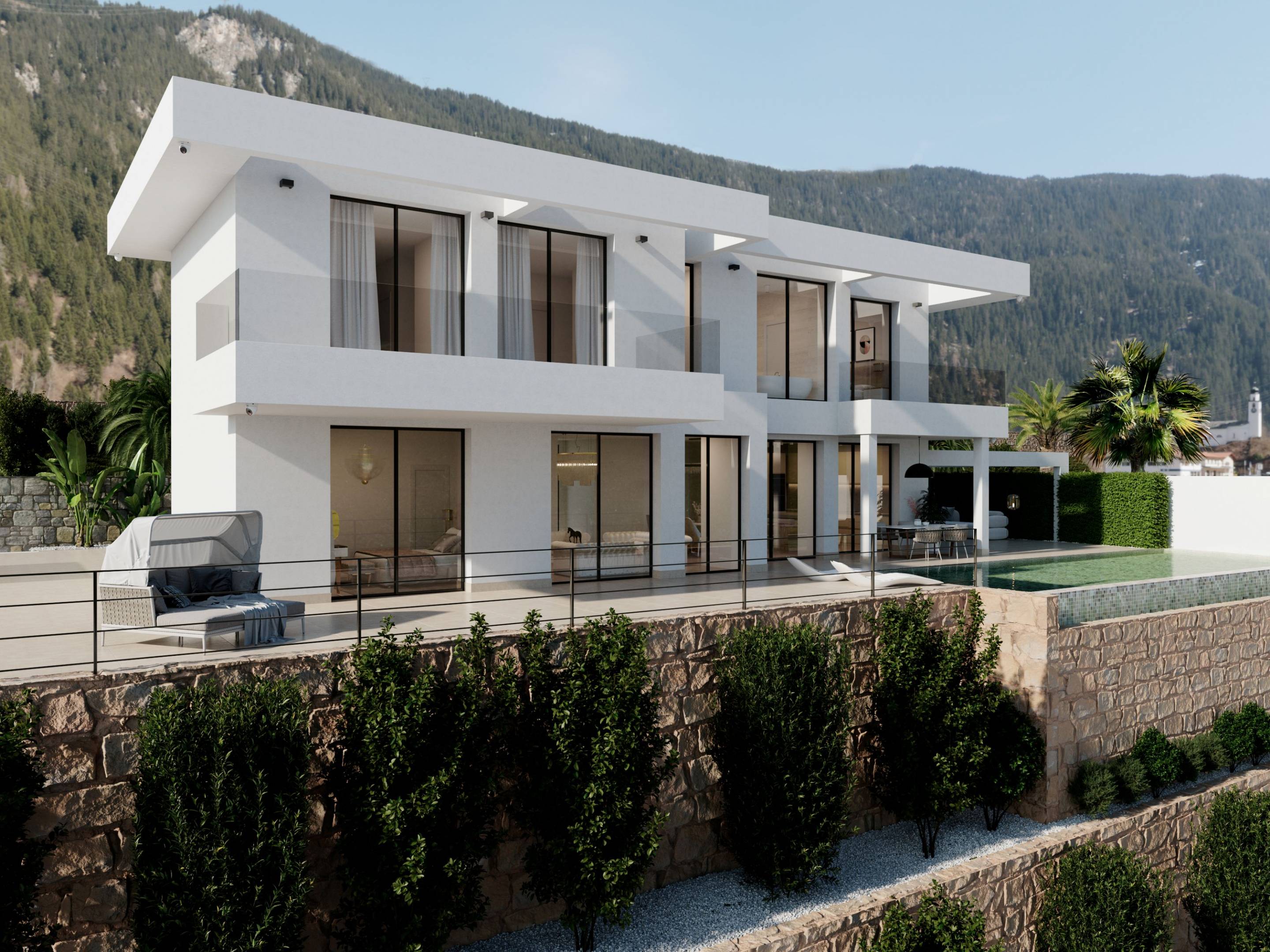 Master bedroom with built-in wardrobes in new-build villa, Sierra Cortina, Finestrat