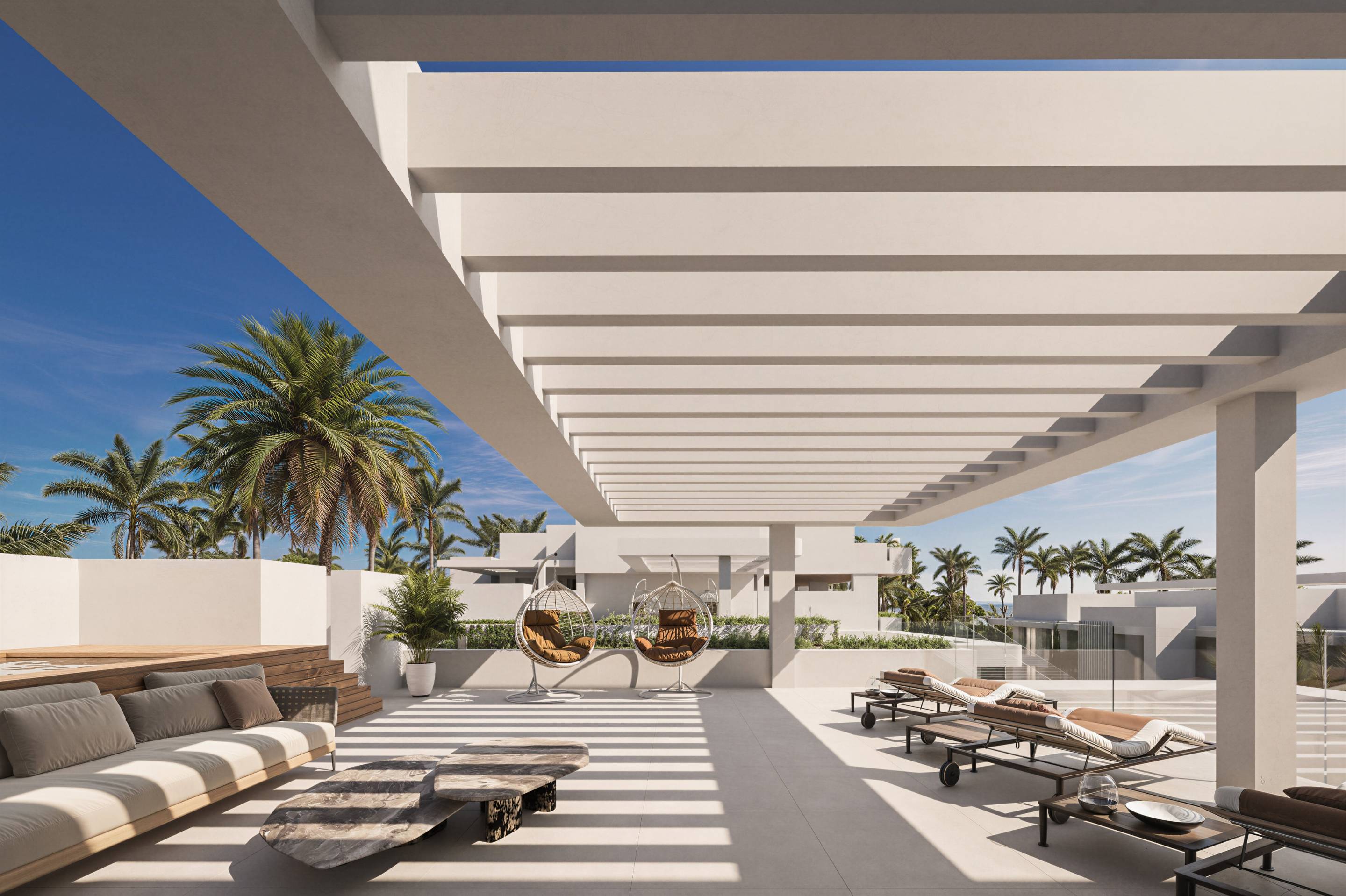 Open-plan living and dining area in 3-bedroom new-build apartment, Nueva Milla De Oro