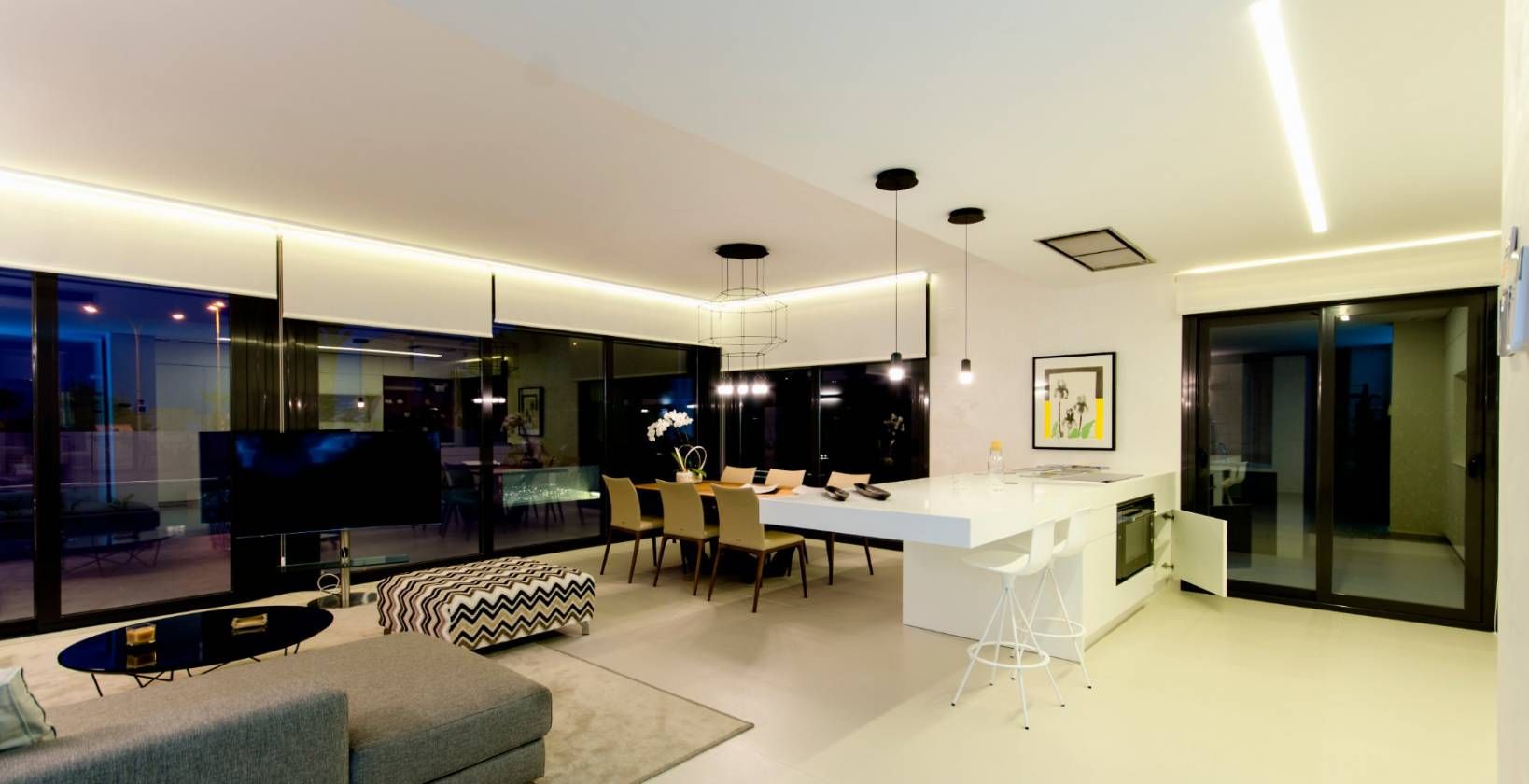 Private pool area of new-build villa in Campoamor, Orihuela Costa