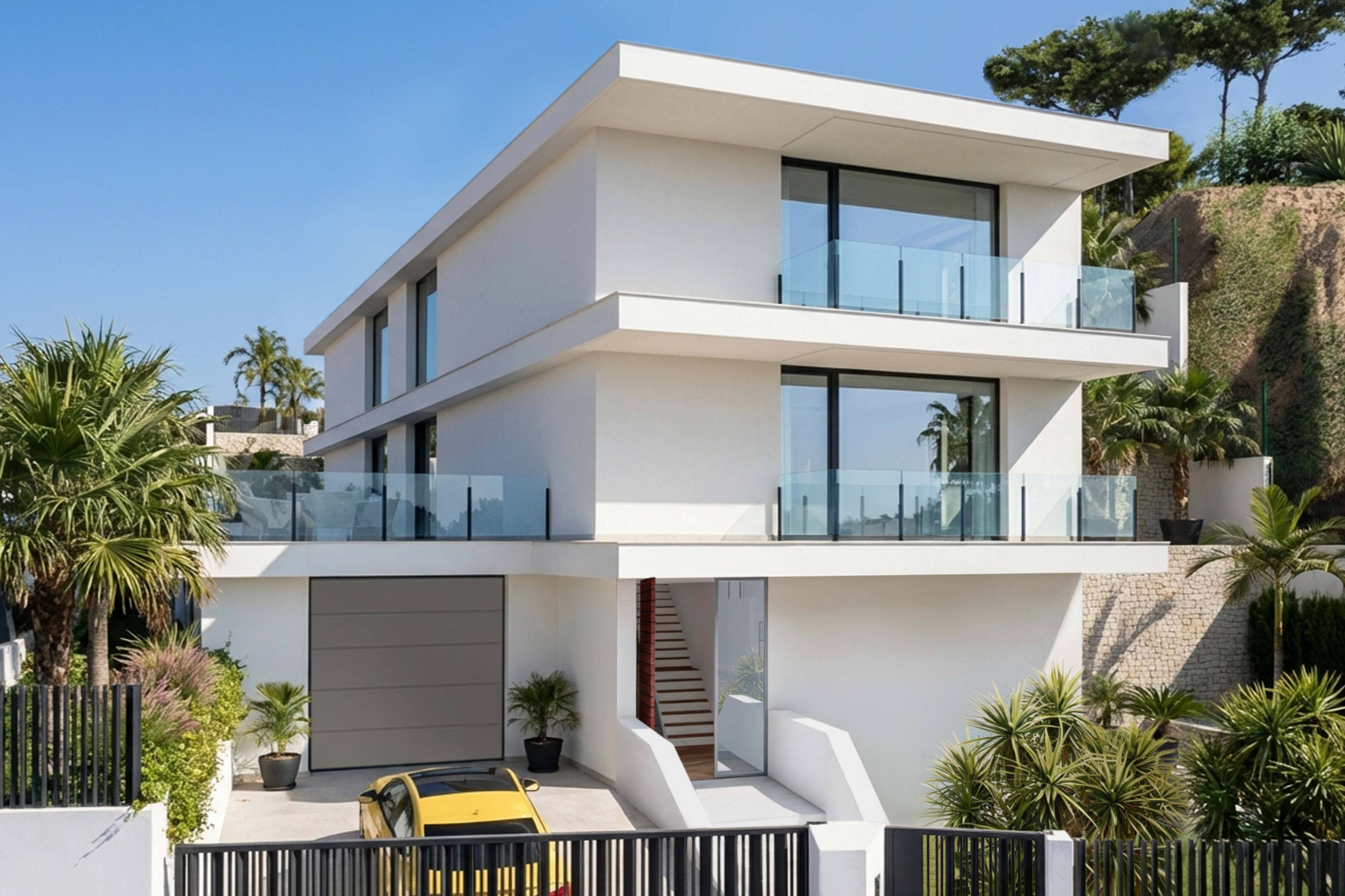 Pool area viewed from covered terrace of 4-bedroom villa, Rincón de Loix, Benidorm