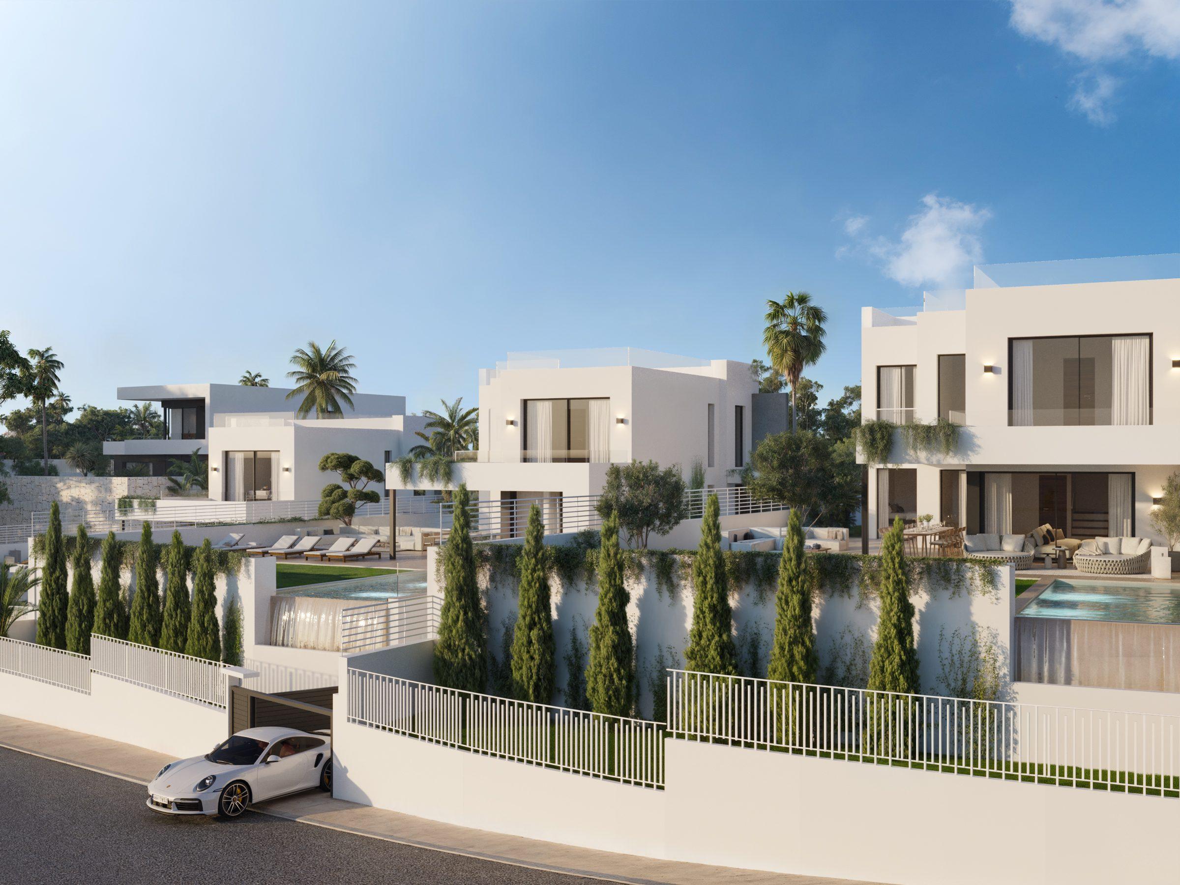 Private garden of new-build 4-bedroom villa, Mijas Pueblo, Mijas