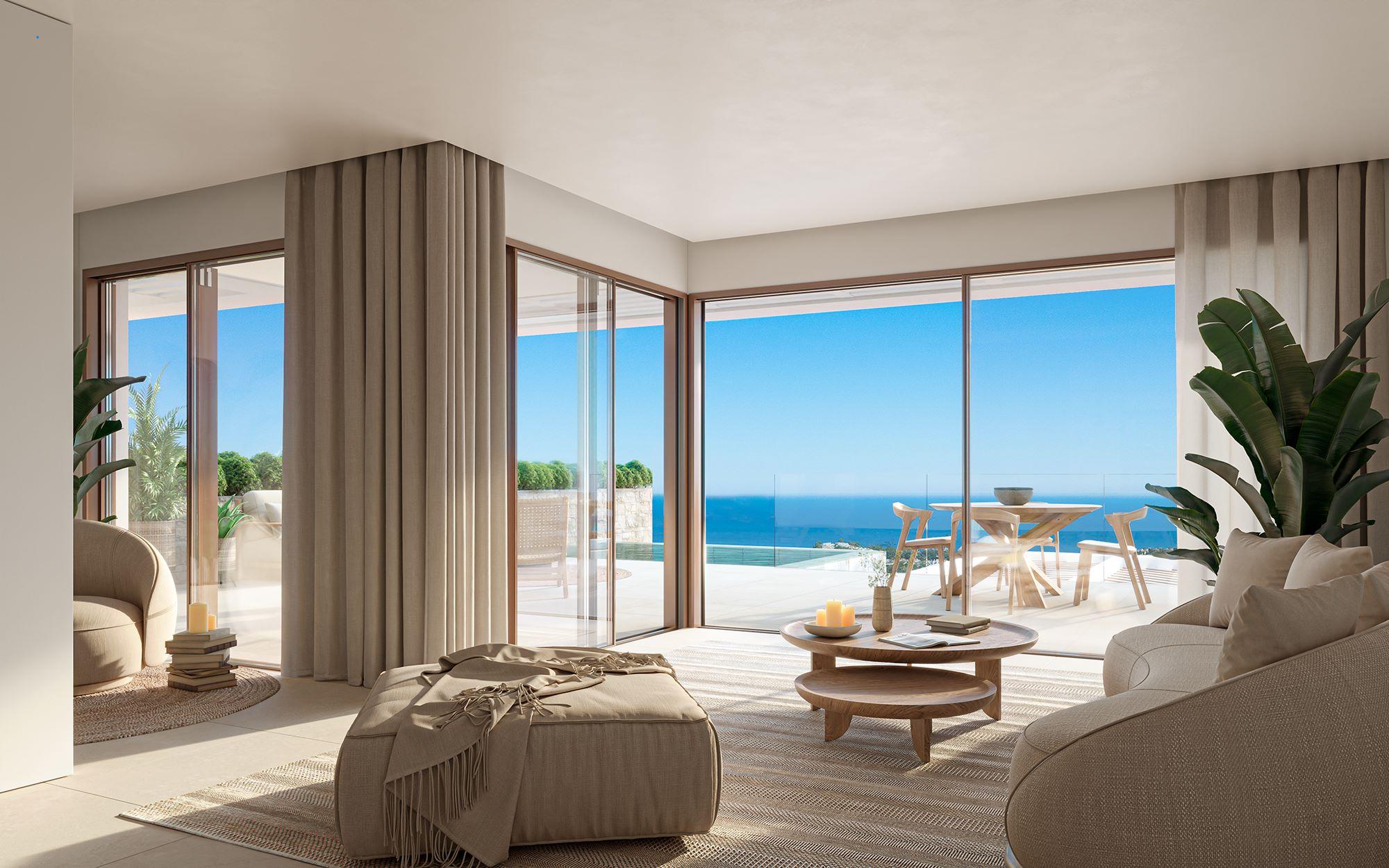 Communal infinity pool and sun terrace, new-build development, Calanova