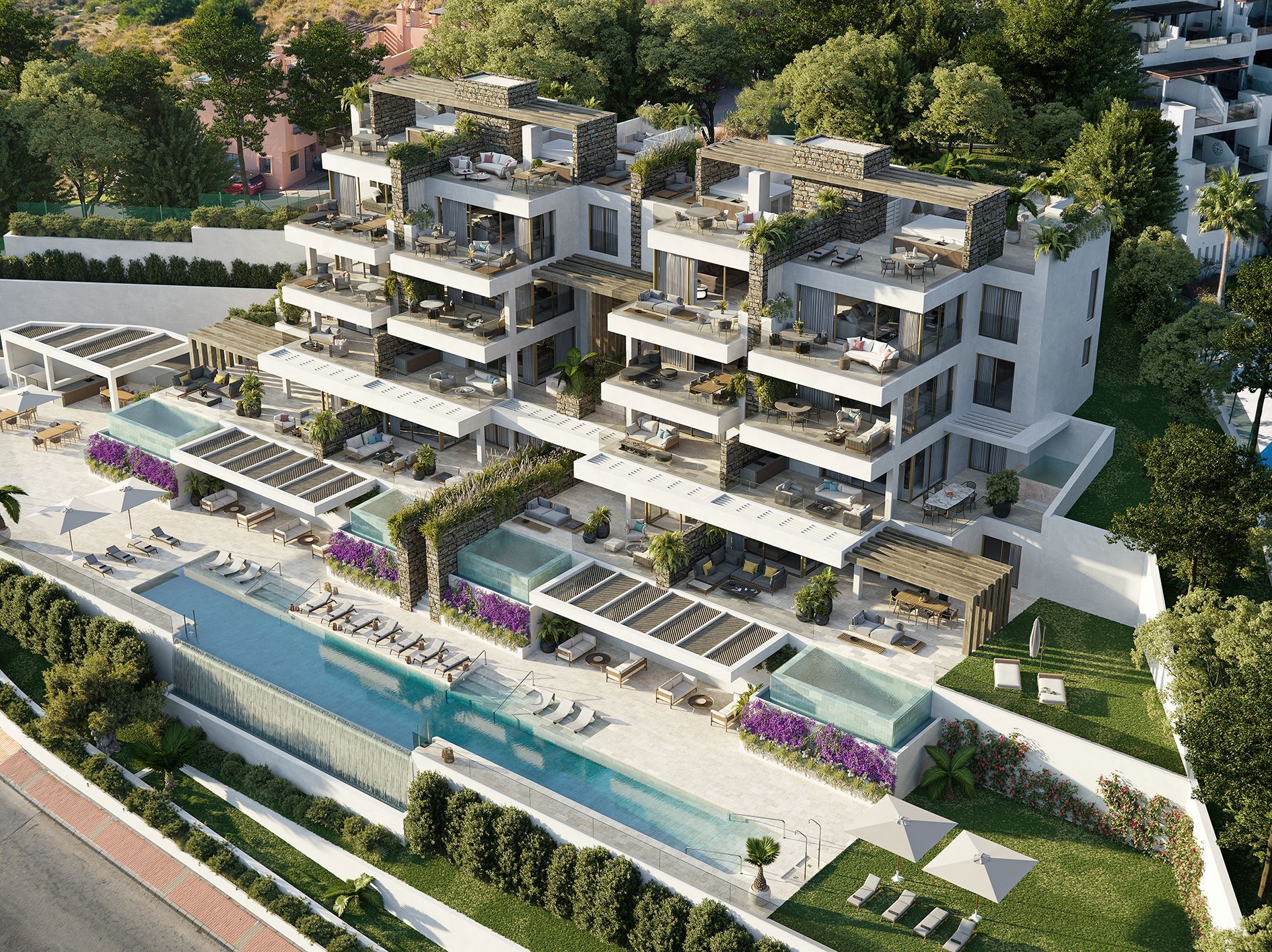 Communal fitness room with gym equipment, new-build development, Calanova