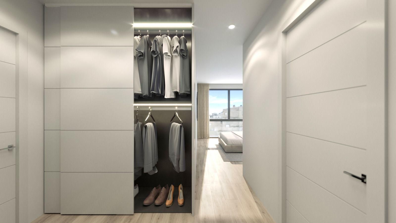 Wardrobe recess in bedroom of 2-bedroom new-build penthouse, Centro, Torrevieja