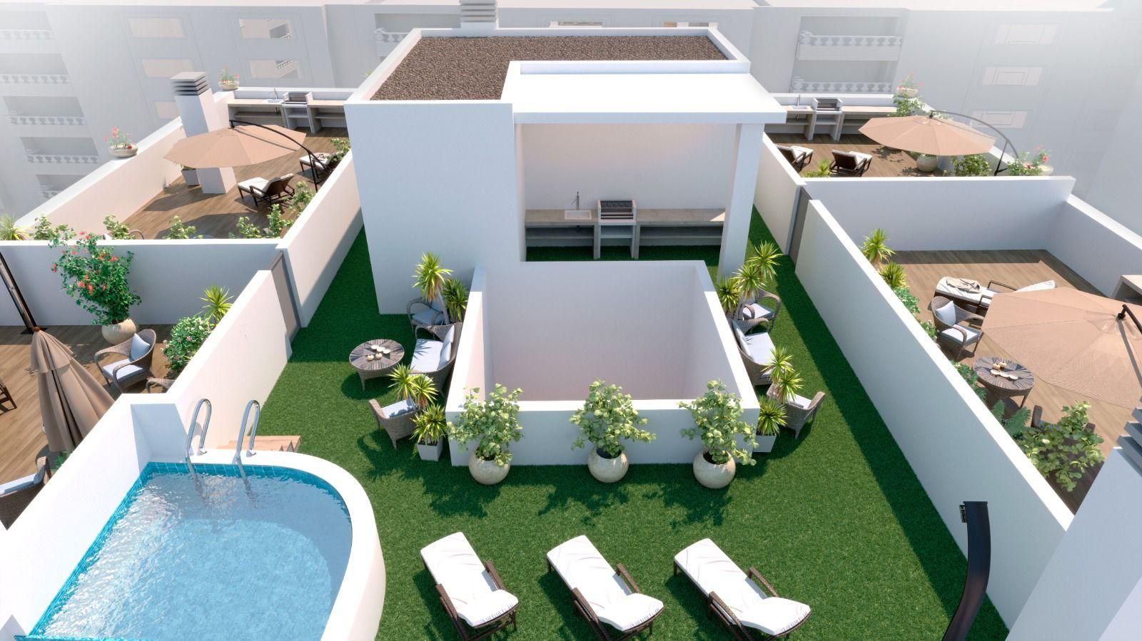 Exterior facade of new-build residential block, Centro, Torrevieja