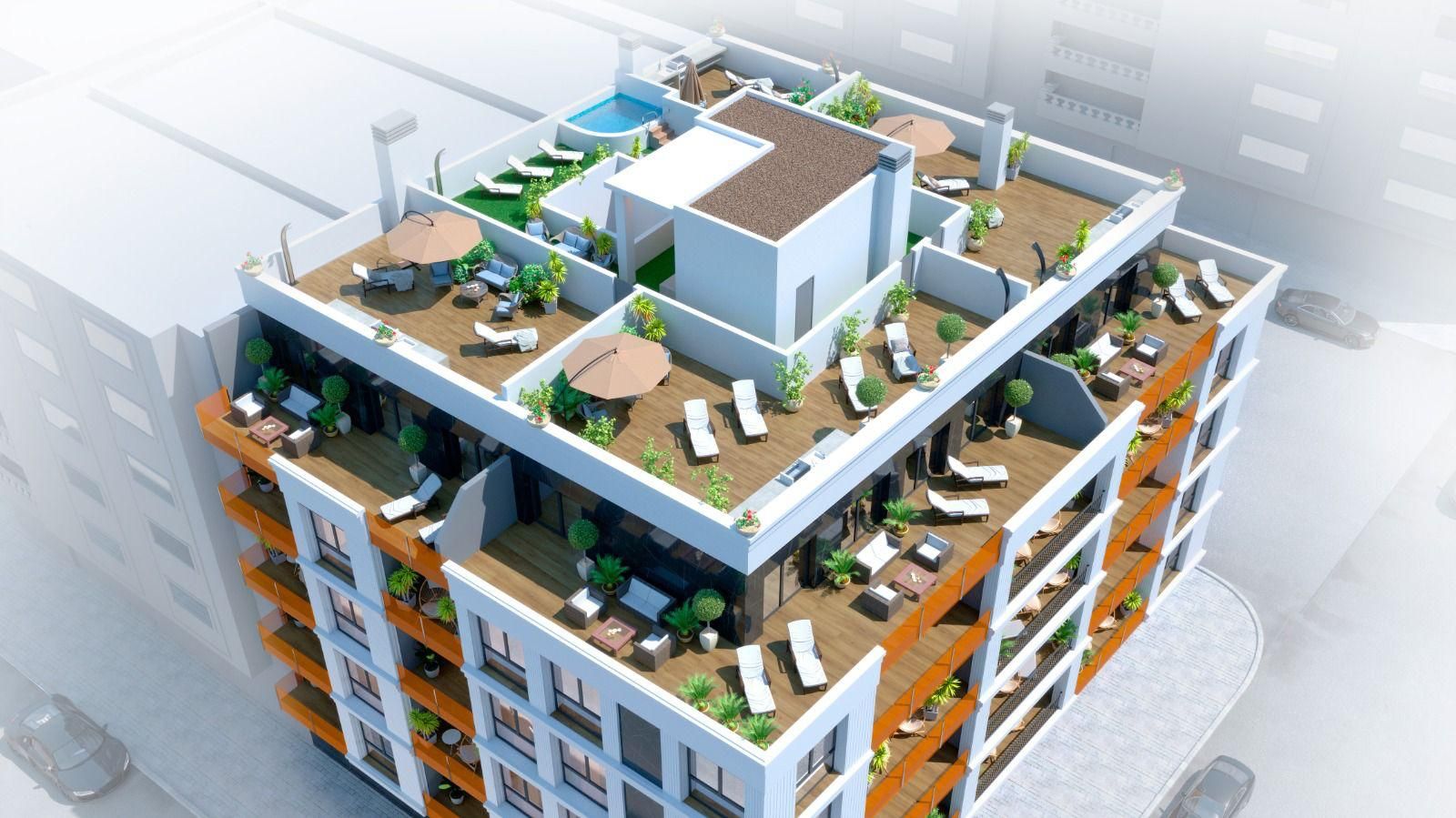 Rooftop solarium with views across Centro, Torrevieja