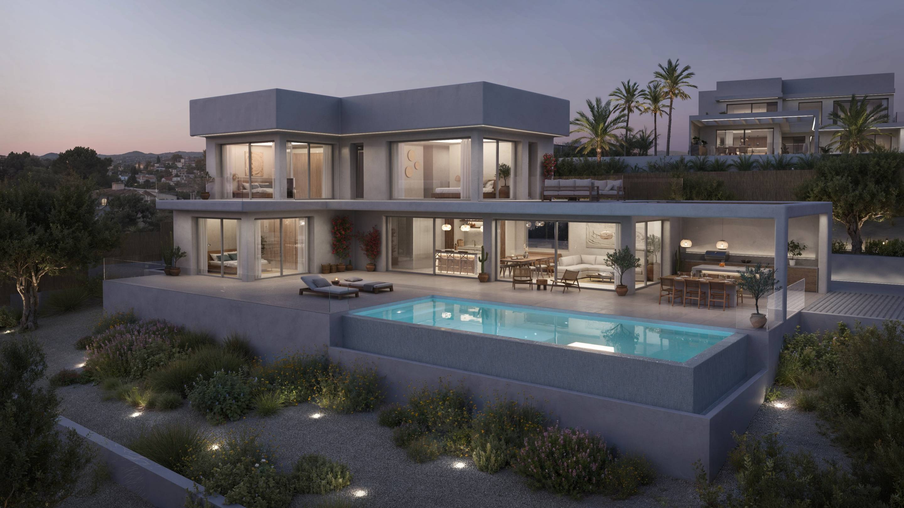 Dining area with large windows in 3-bedroom new-build villa, Partida Comunes-Adsubia, Jávea