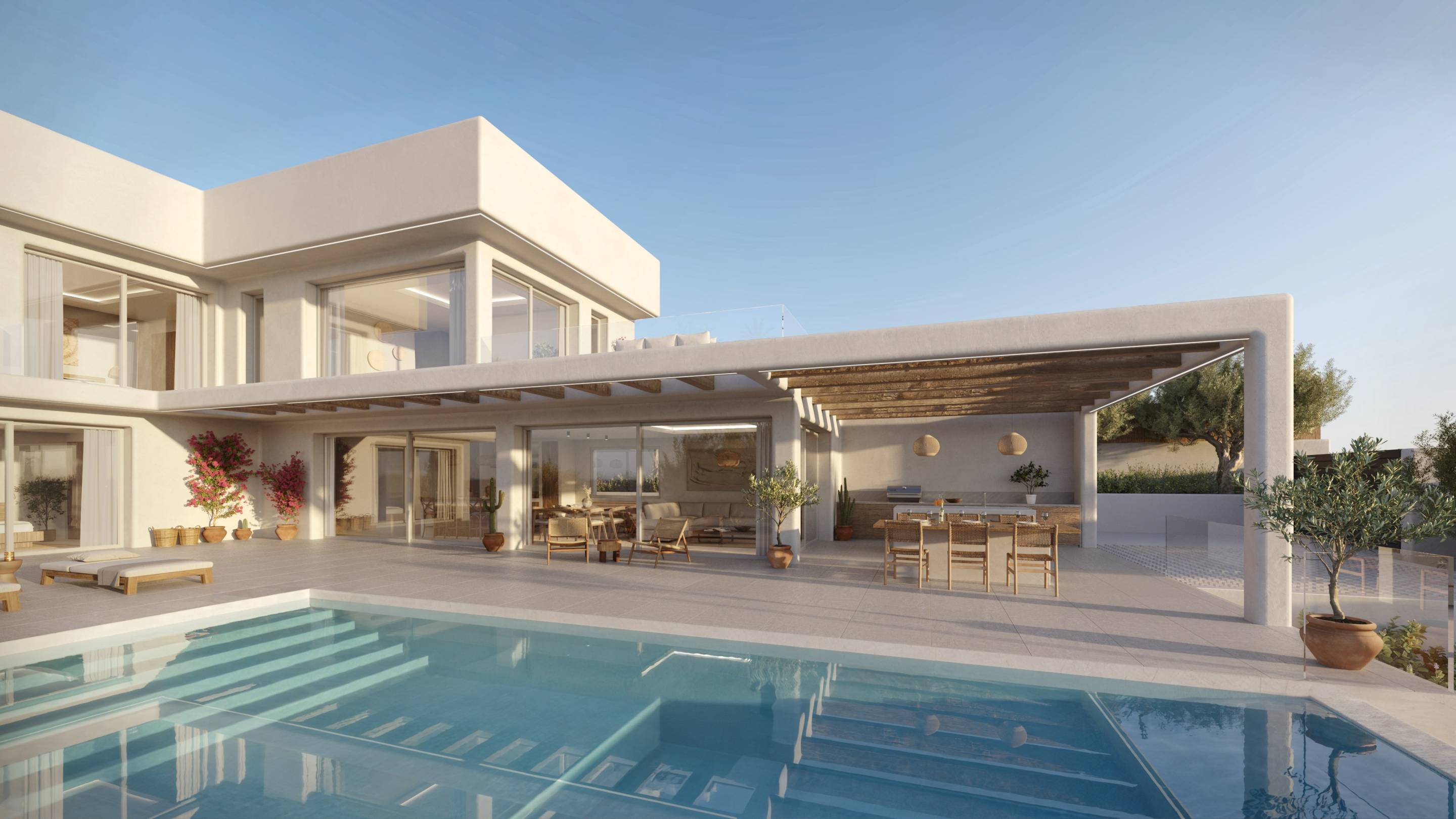 Open-plan living and dining area with large glazed doors in 3-bedroom villa, Partida Comunes-Adsubia, Jávea