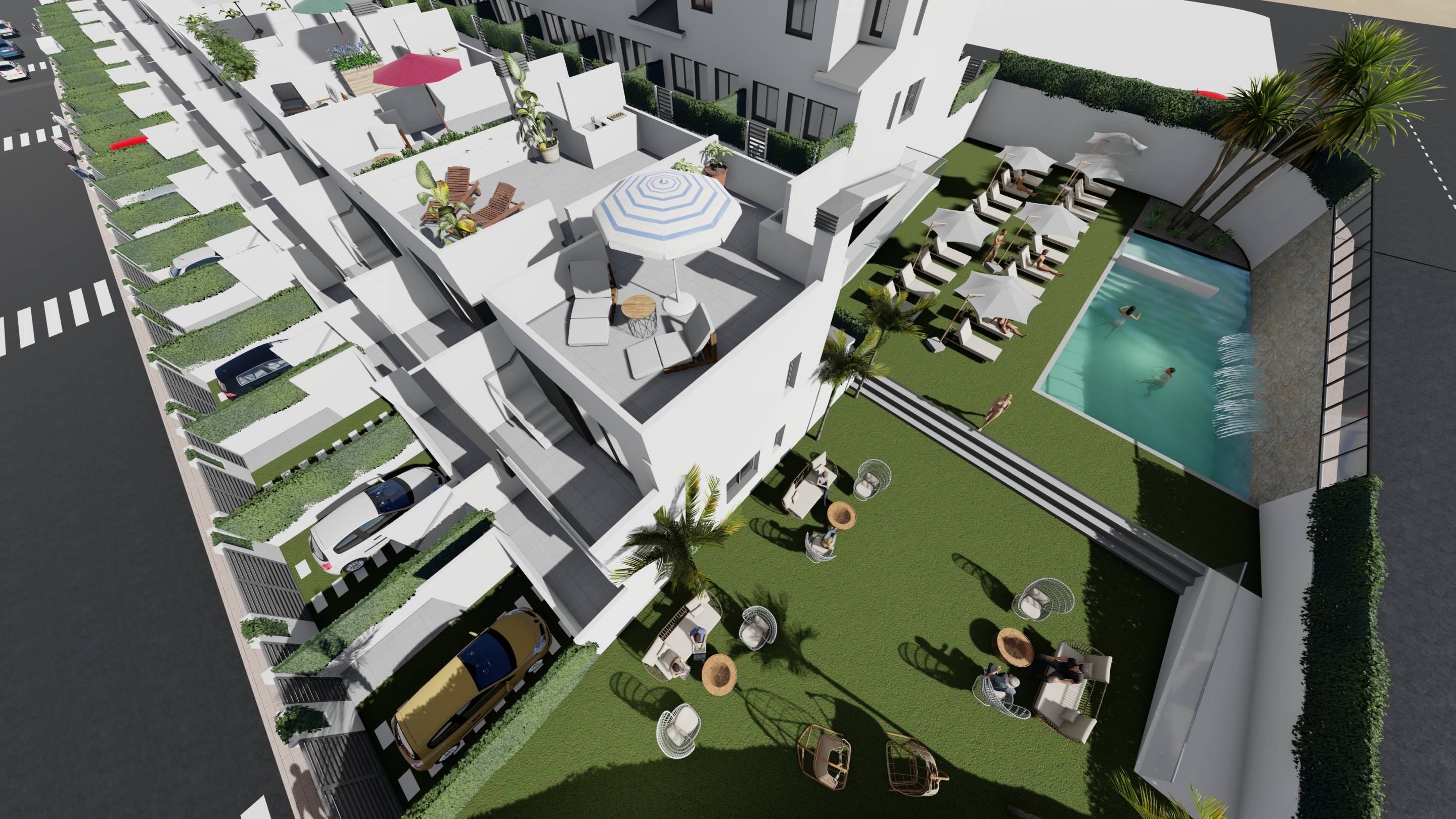 Rooftop solarium level with open sky above, bungalow, Cox, Alicante