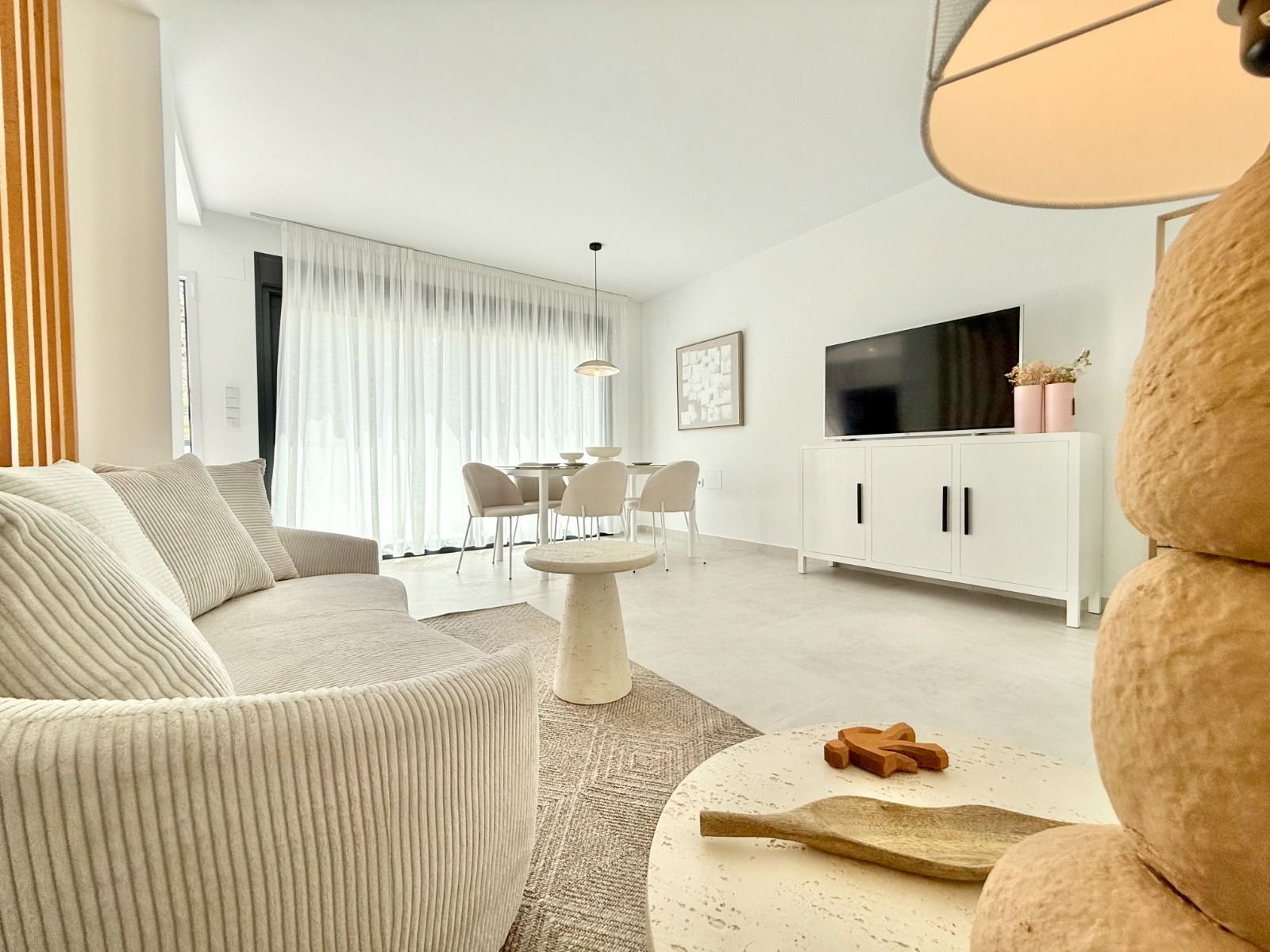 Bedroom with built-in wardrobes in new-build bungalow, Cox