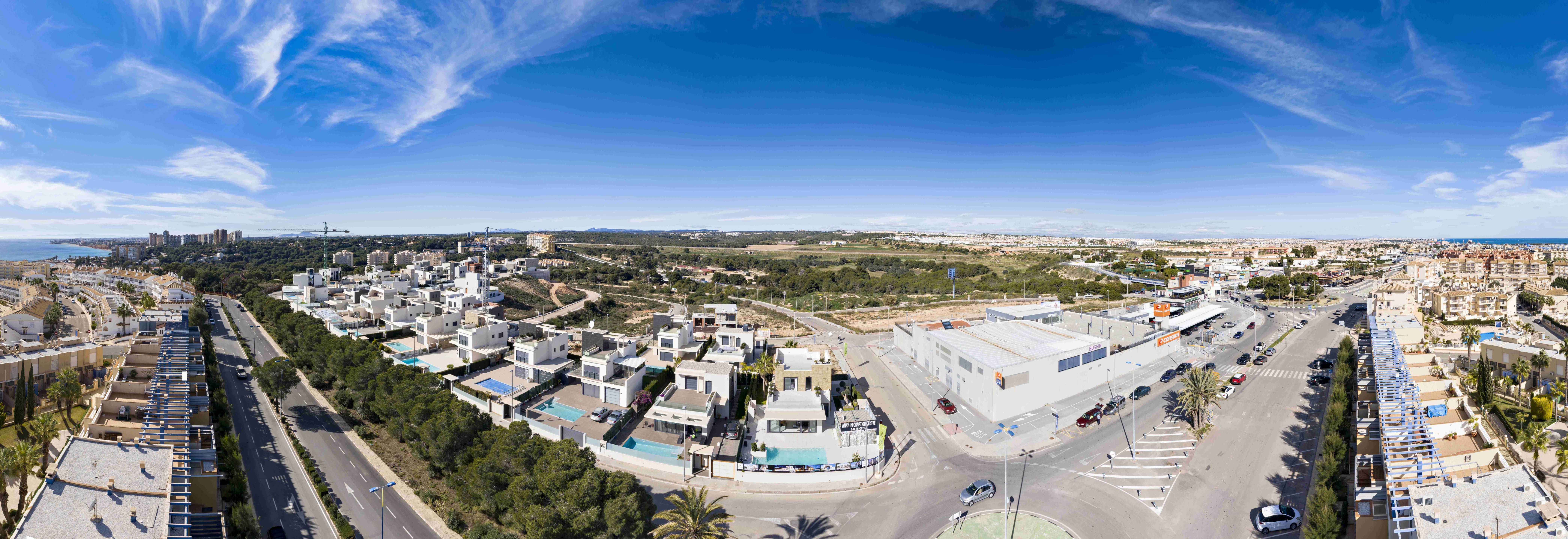 Private garden at 4-bedroom new-build villa in Campoamor, Orihuela Costa