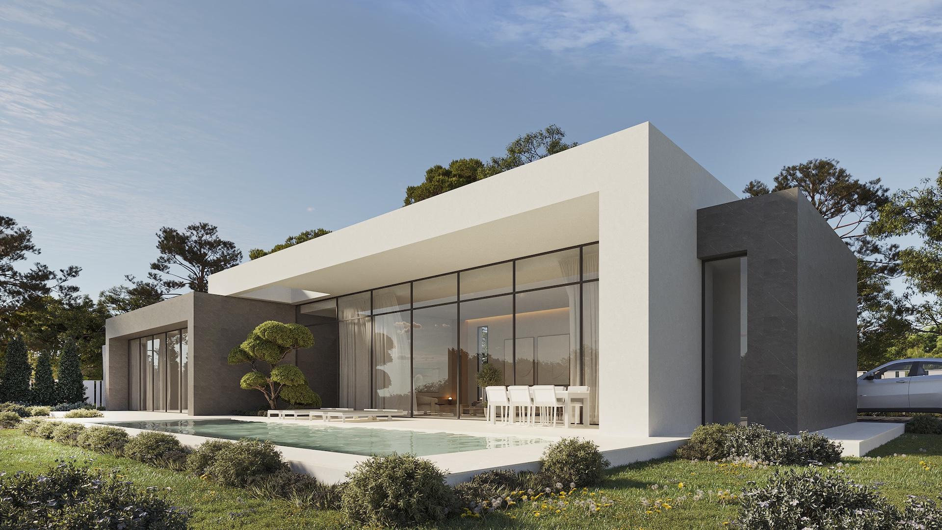 Rear elevation of 3-bedroom new-build villa on 800 m2 plot, Calpe Town, Calpe