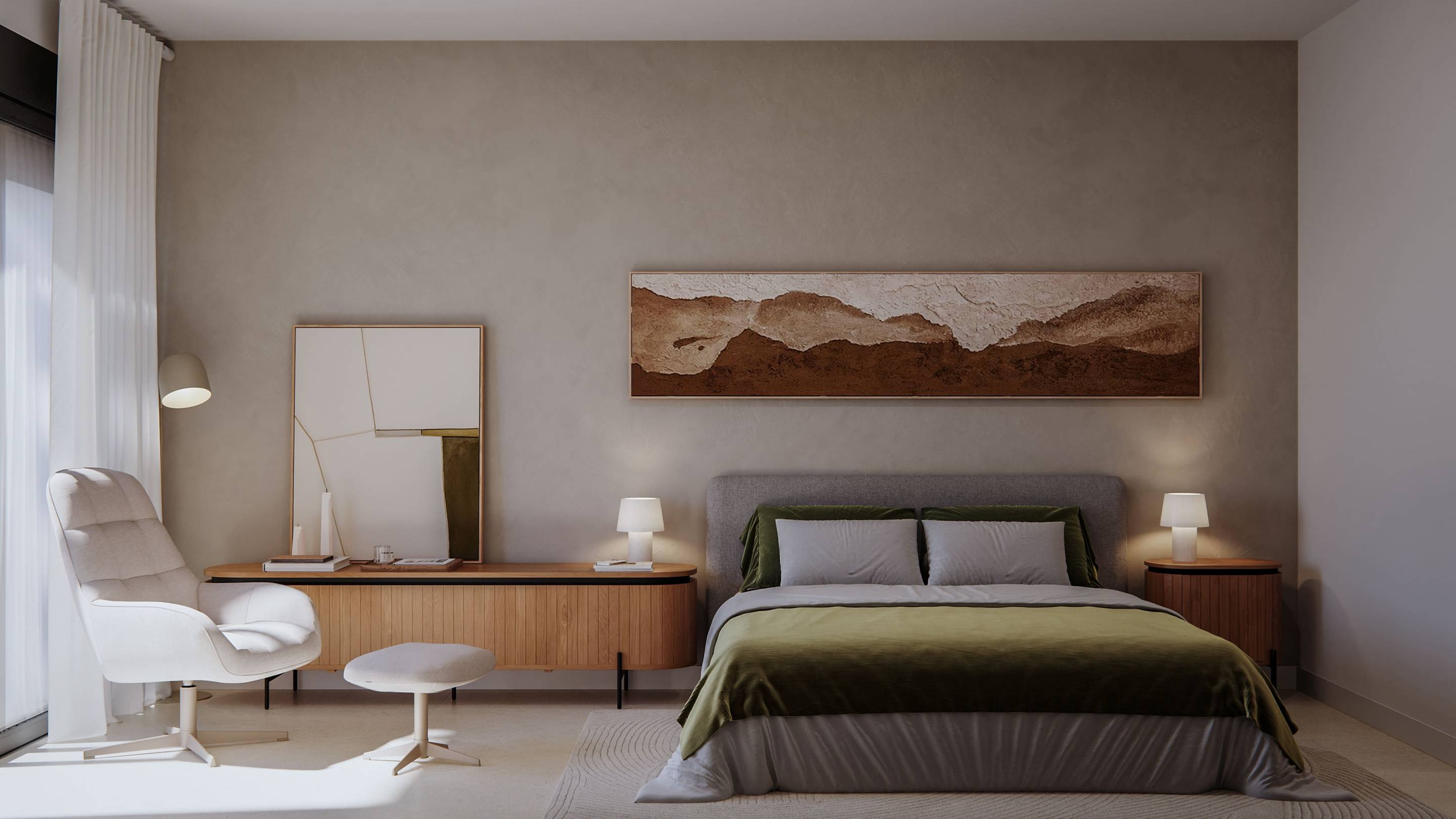 Main bedroom with built-in wardrobes in new-build townhouse, Cerros del Águila, Mijas