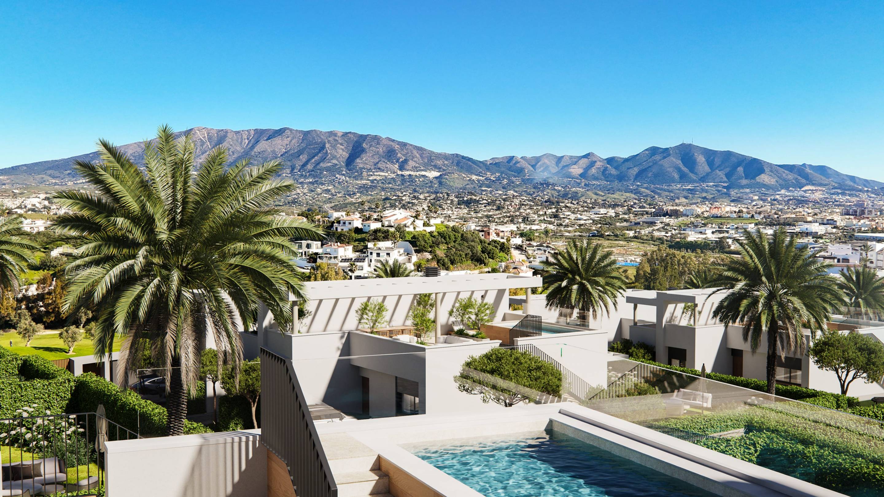 Open-plan living area with porcelain tile floors, 3-bedroom townhouse, Cerros del Águila