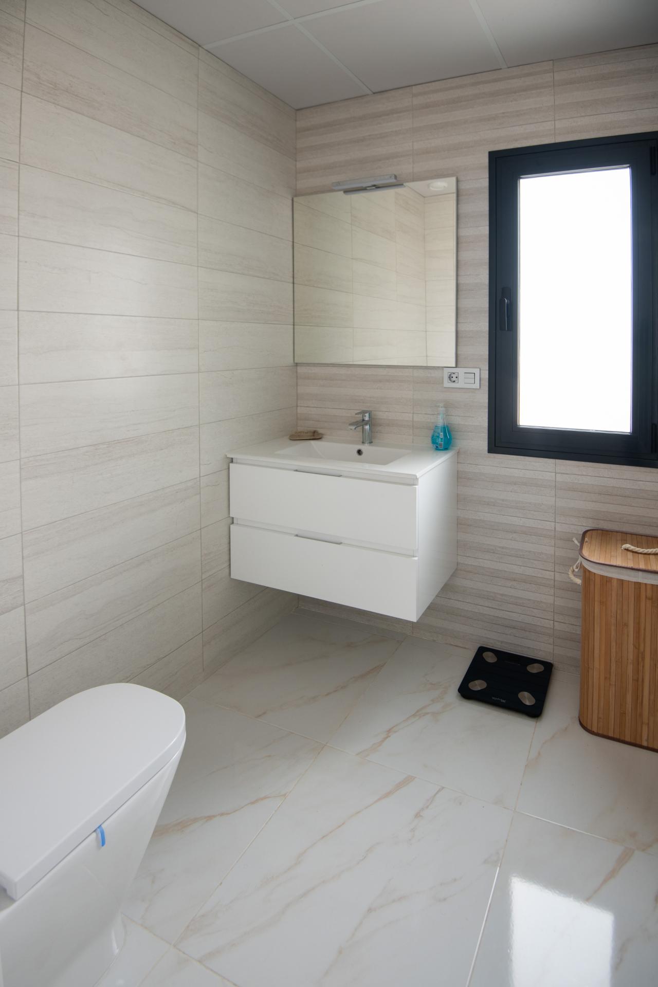 Bedroom window and painted wall finish, 2-bedroom villa, Pinar de Campoverde