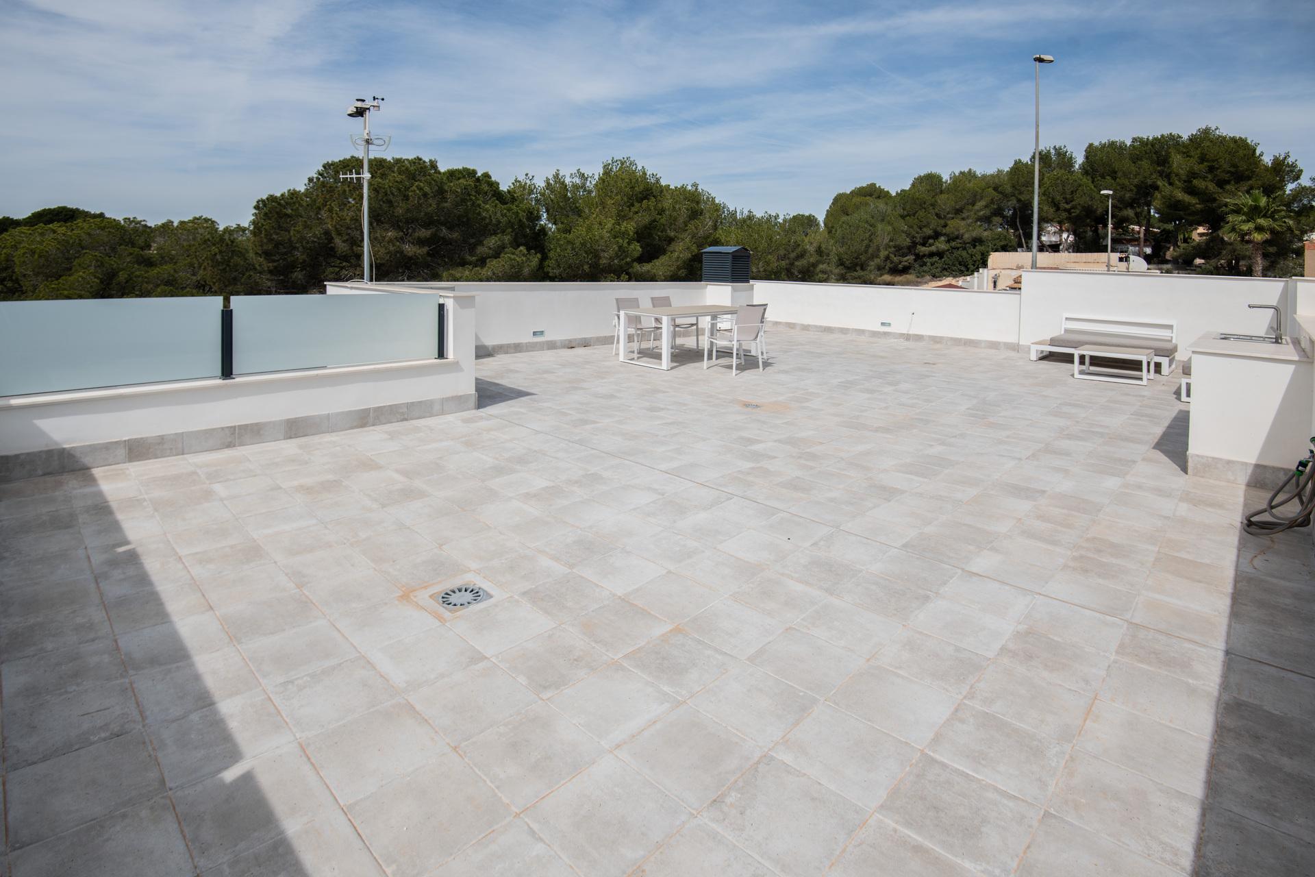 Floor finish detail in main living space, new-build villa, Pinar de Campoverde