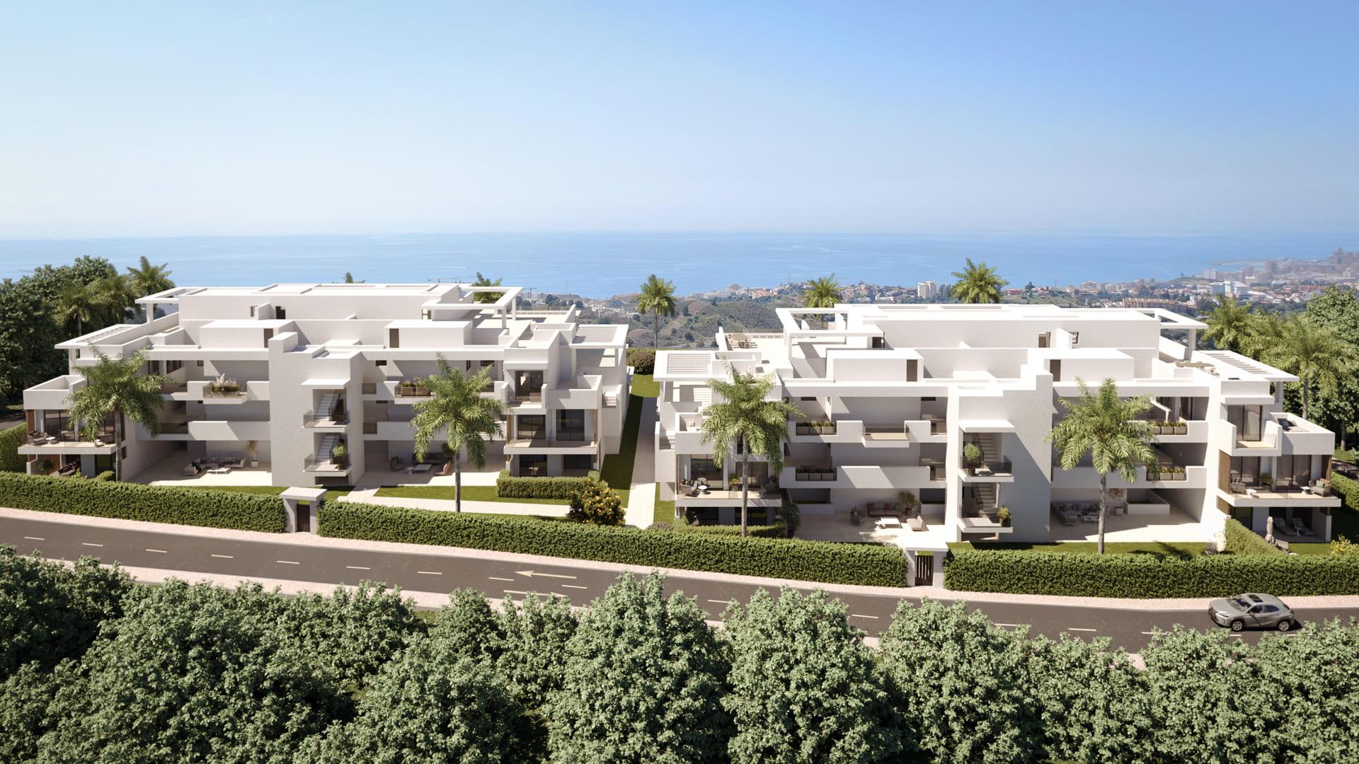 Render of building exterior, new-build development, Sotoserena, Estepona
