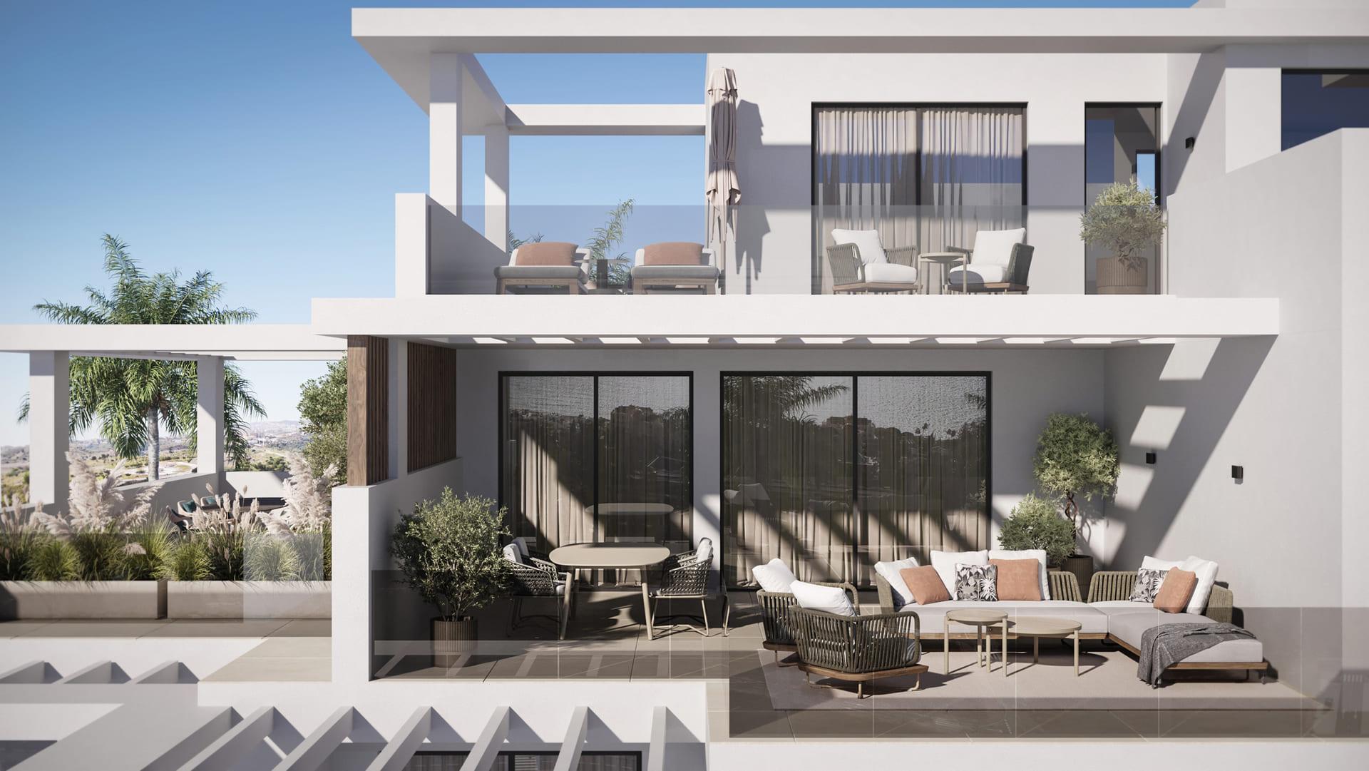 Render of landscaped communal area, Sotoserena, Estepona