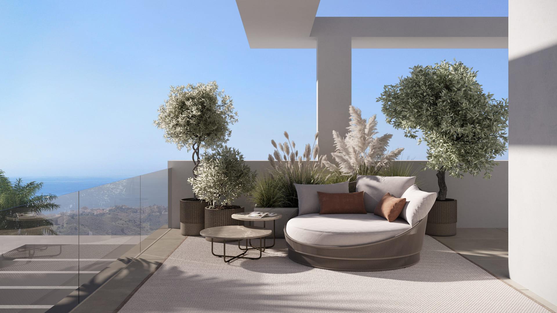 Render of solarium and roof terrace, Sotoserena, Estepona