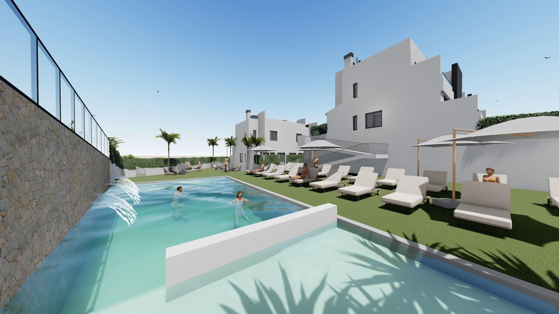 Street view of new-build townhouse development, Cox, Alicante