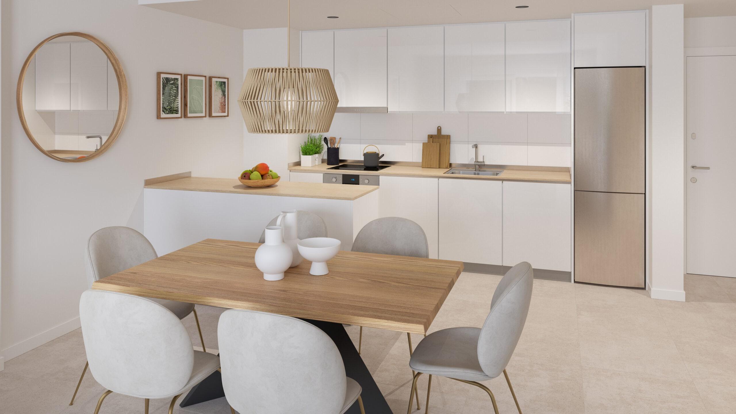 Three-storey residential complex facade, Agua Marina new-build development, Mijas