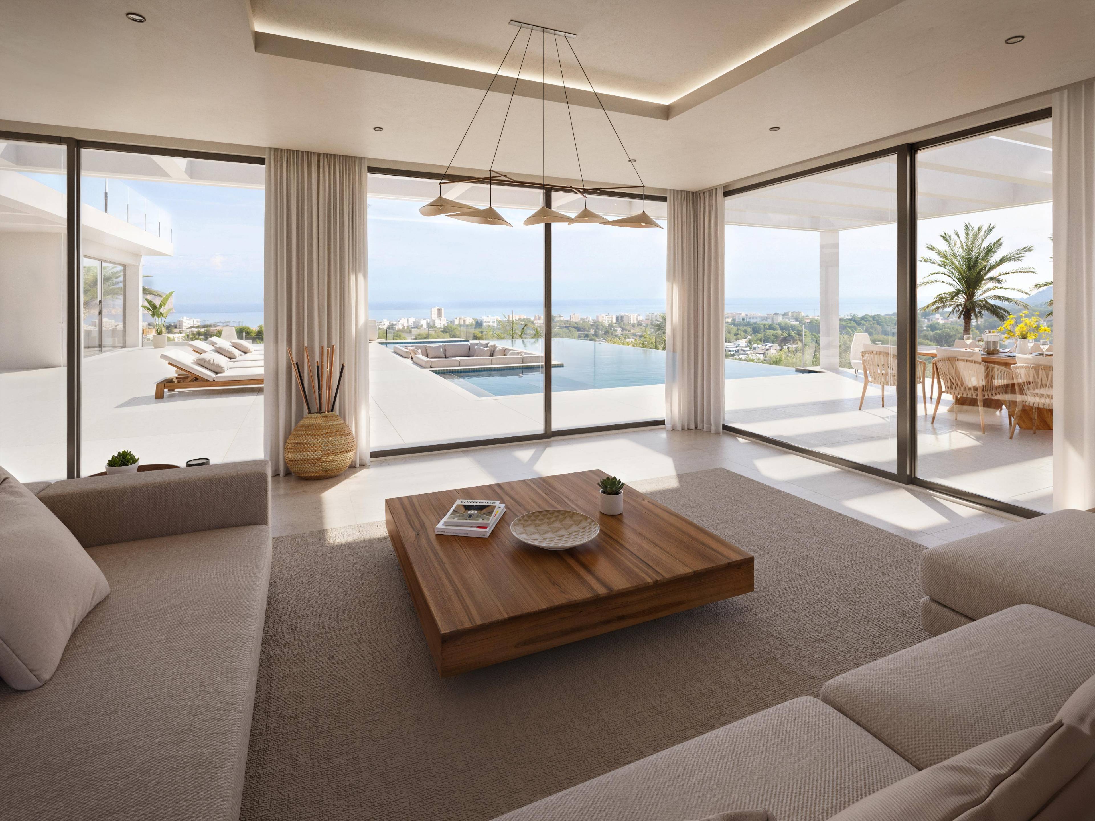 Solarium on upper level with sea views, new-build villa in Pinomar, Jávea