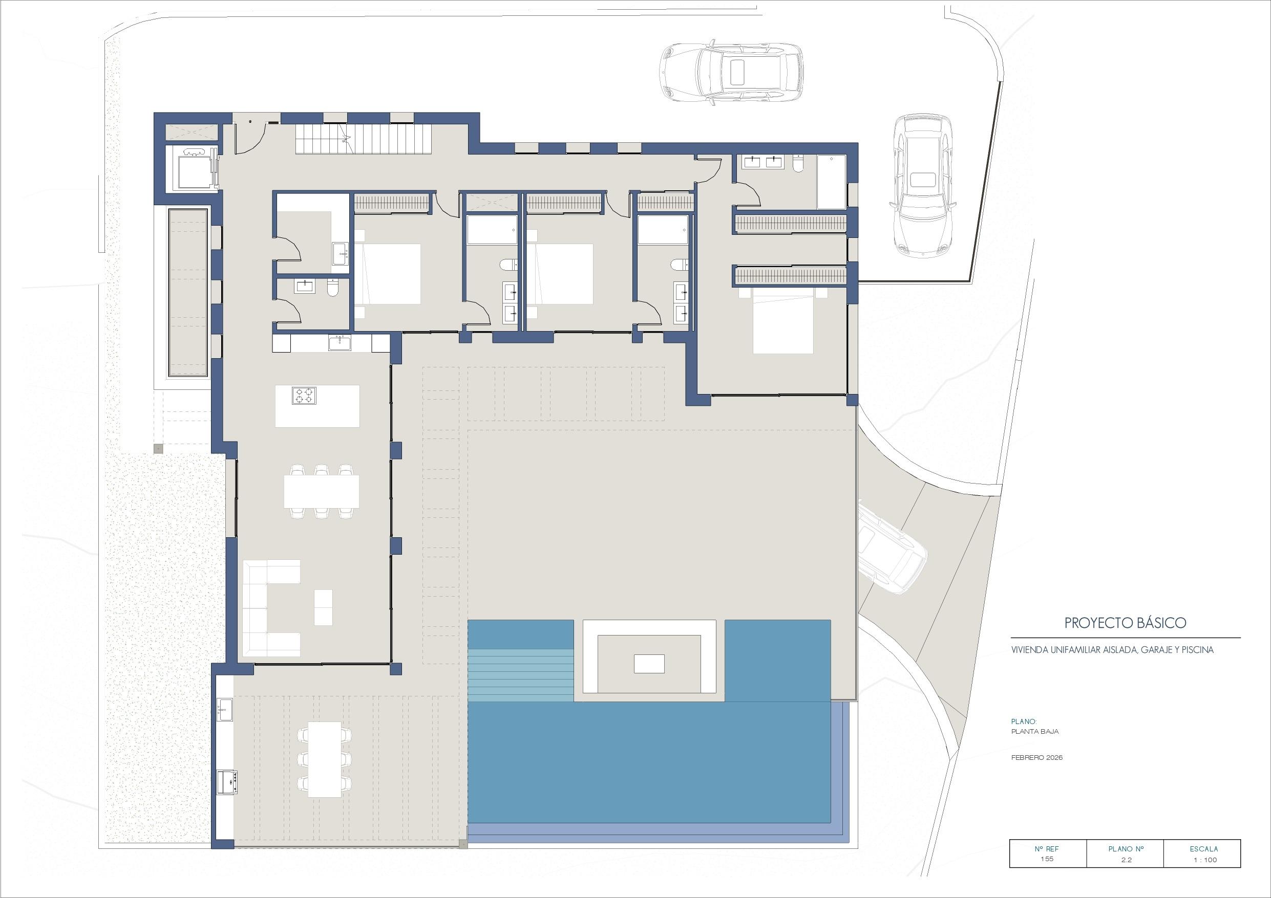 Basement-level floor plan, new-build villa in Pinomar, Jávea