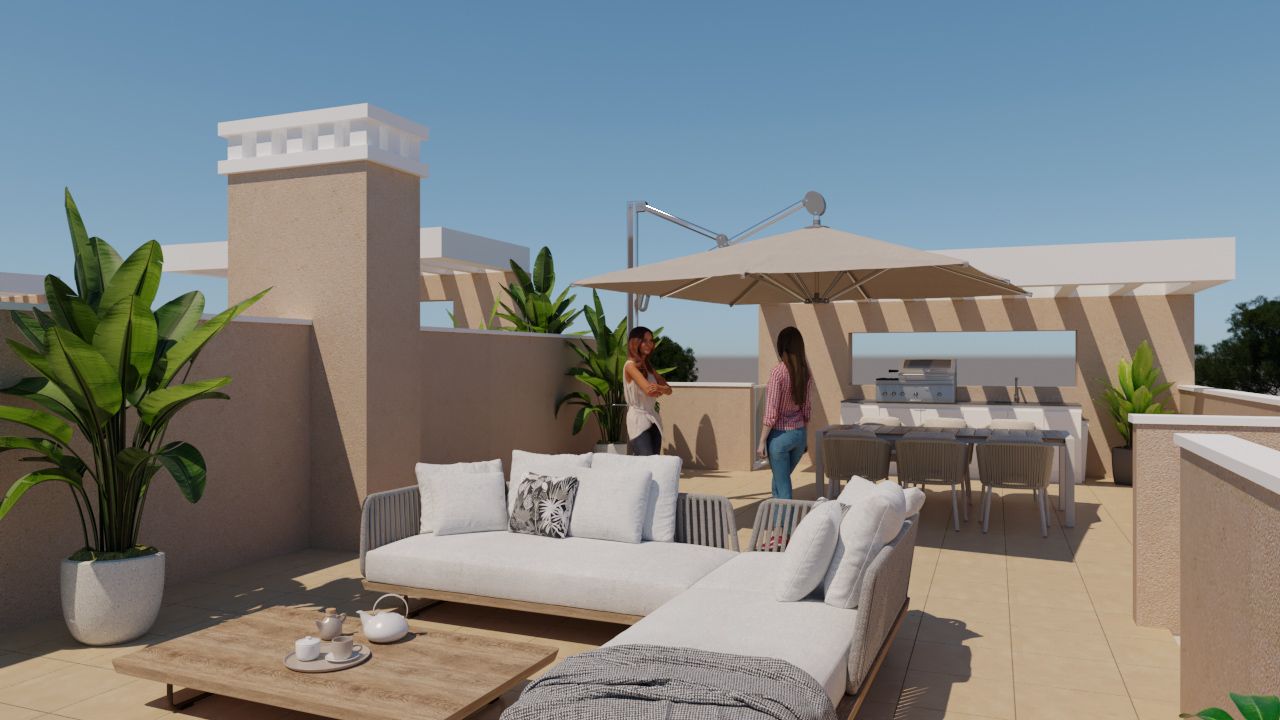 Double bedroom with built-in wardrobes in new-build bungalow, Lo Romero Golf