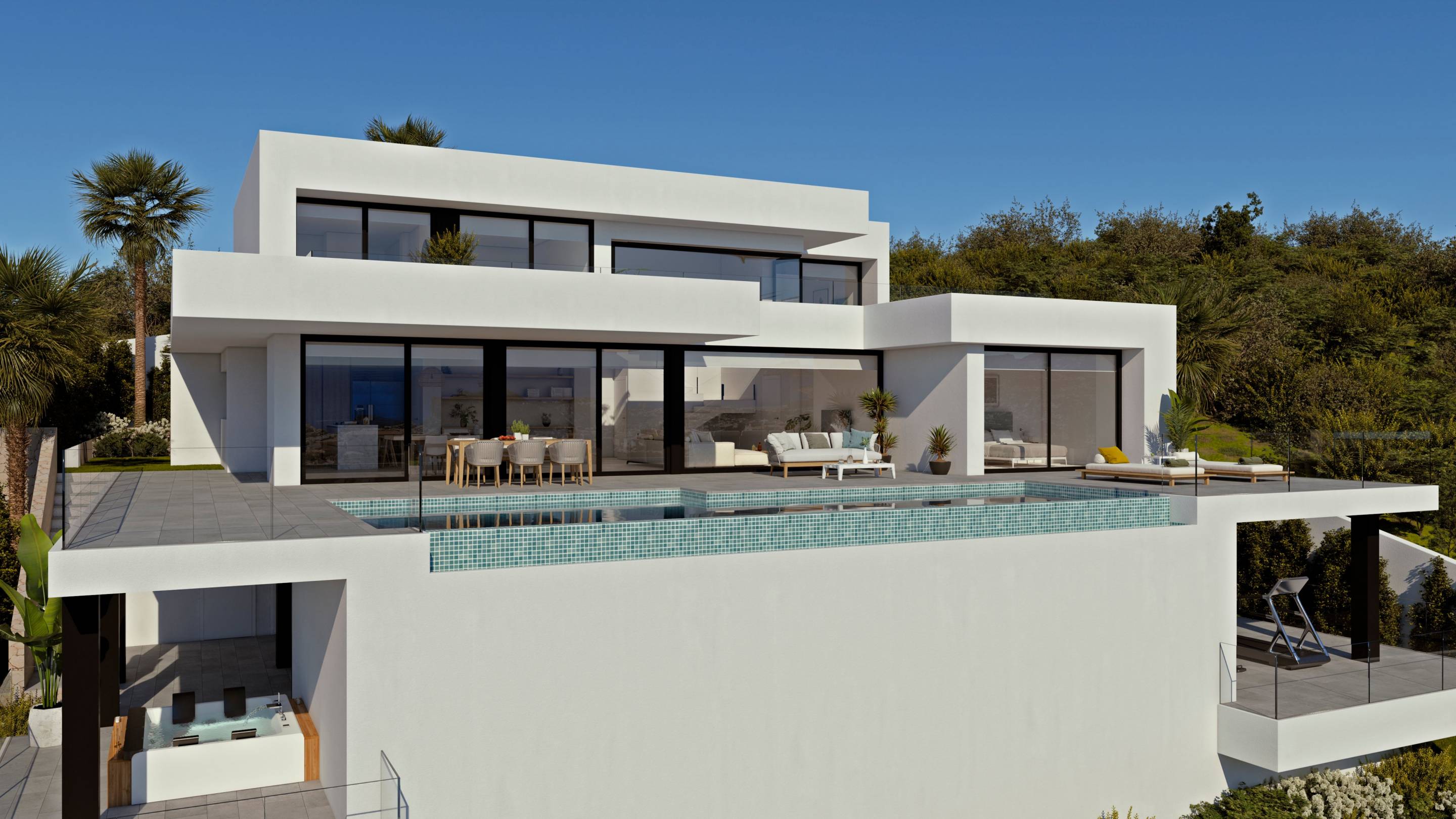Living area in 4-bedroom new-build villa, Benitachell