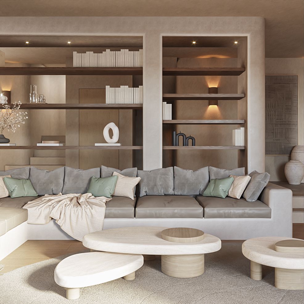 Room with full-height glazed sliding doors, new-build villa in Altea Hills