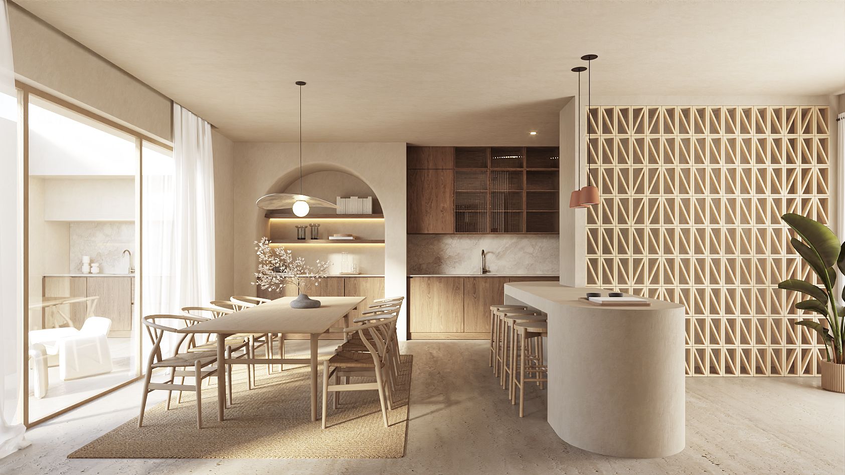 Exterior finish and wall materials detail, new-build villa in Altea Hills