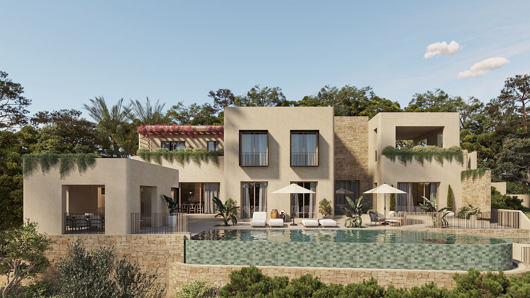 View from villa plot towards residential area of Altea Hills