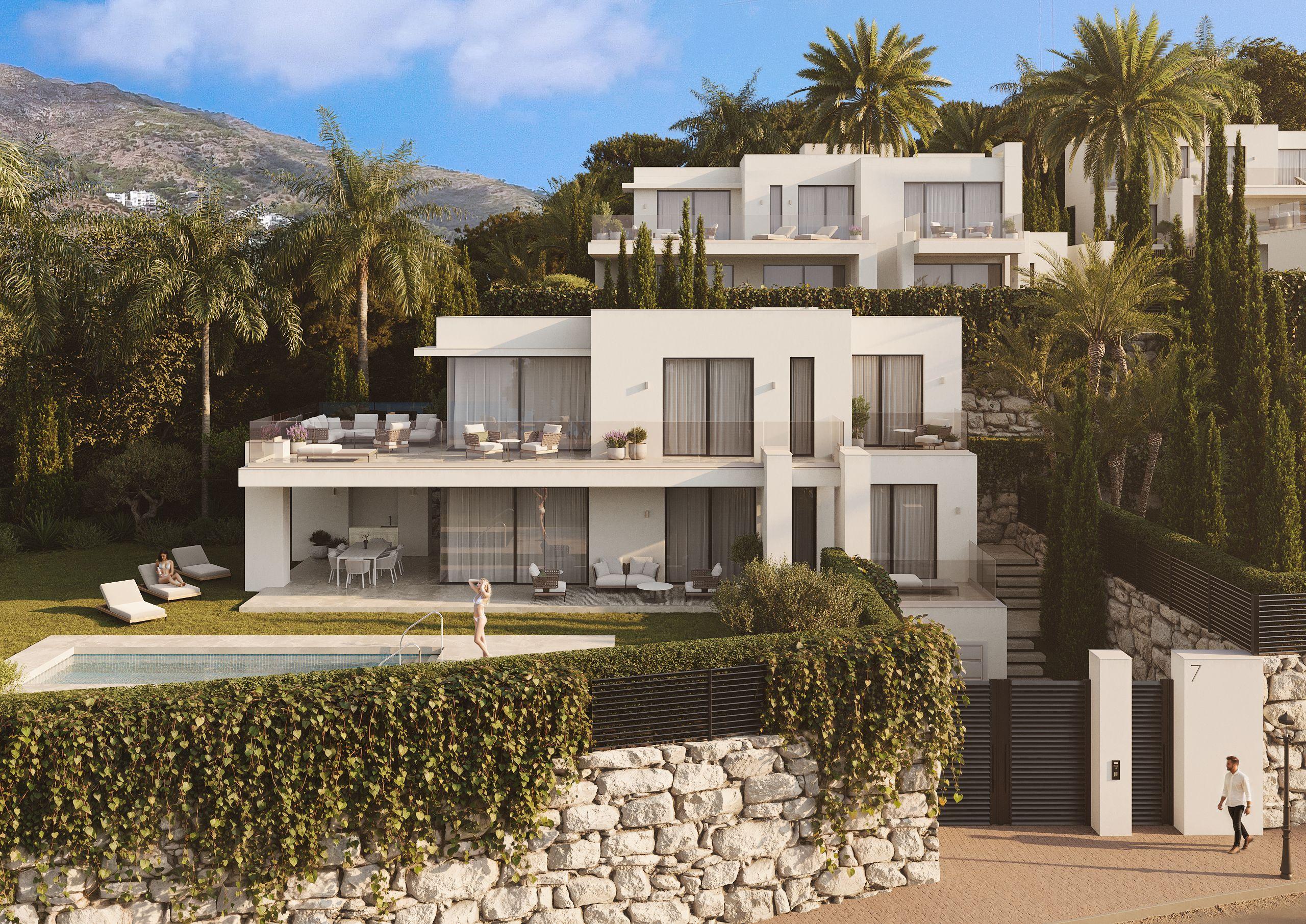 Covered outdoor terrace adjoining living area, new-build villa, Mijas Pueblo