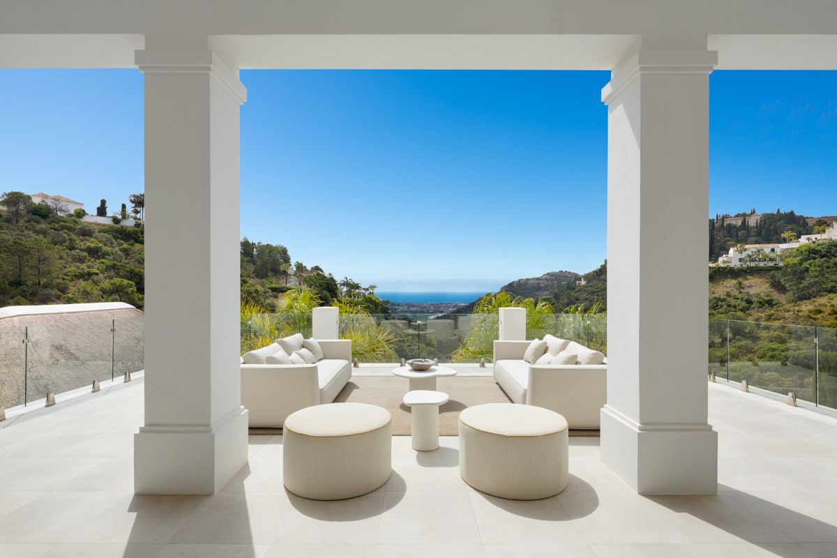 Landscaped garden and planted borders around new-build villa, La Zagaleta-El Madroñal
