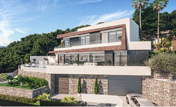 Ground-floor plan of 4-bedroom new-build villa in Maryvilla, Calpe showing room layout