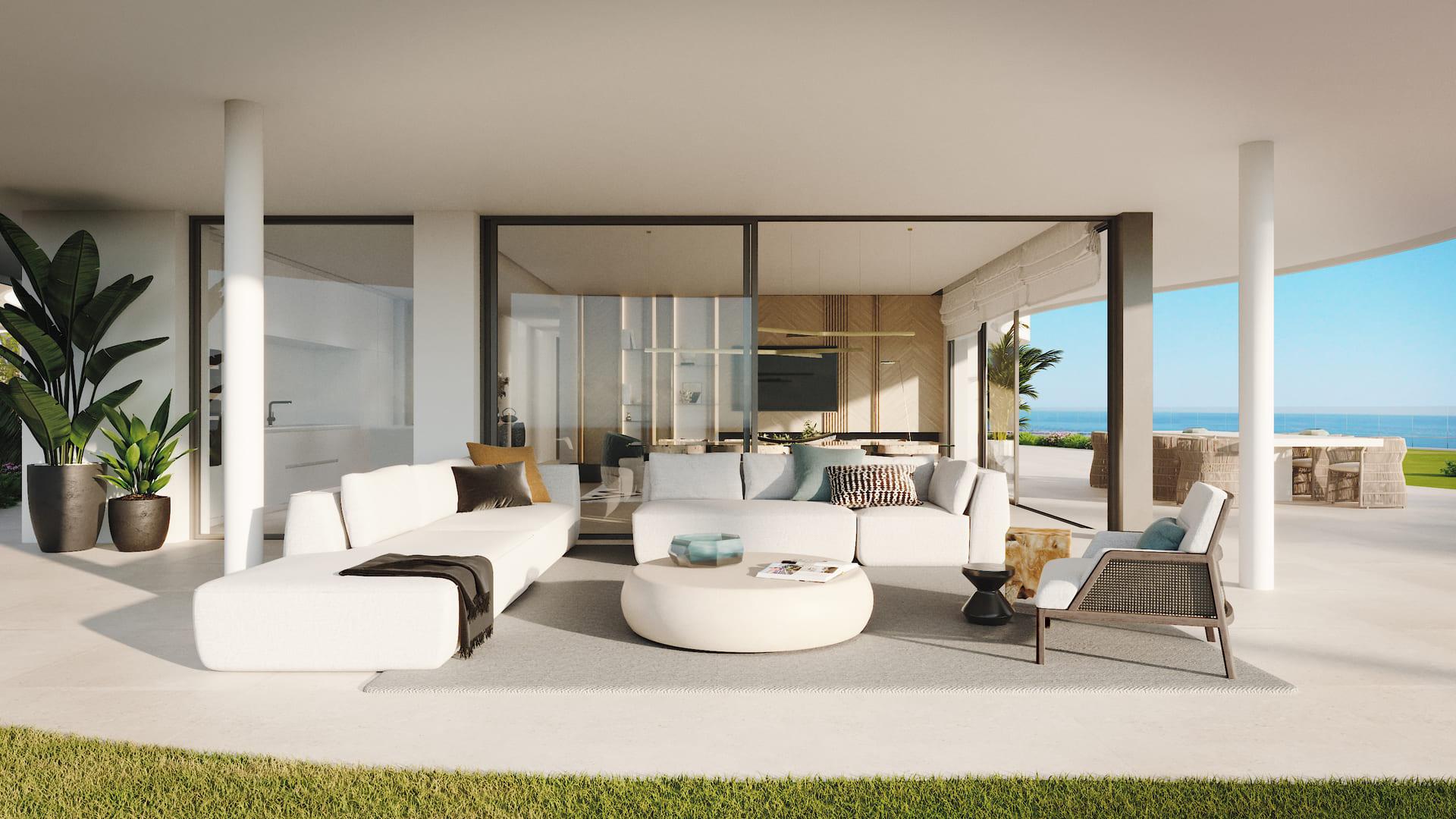 Living space with terrace access in 3-bedroom penthouse, La Quinta, Benahavis