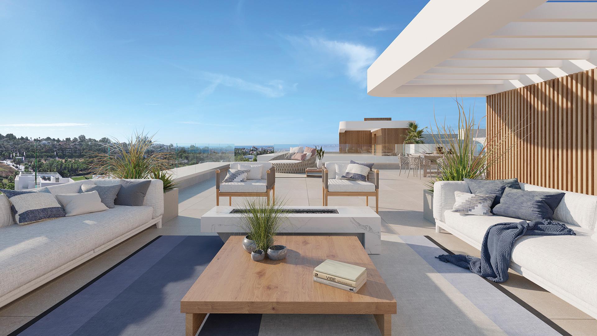 Open-plan living and dining area in 4-bedroom new-build villa, Estepona