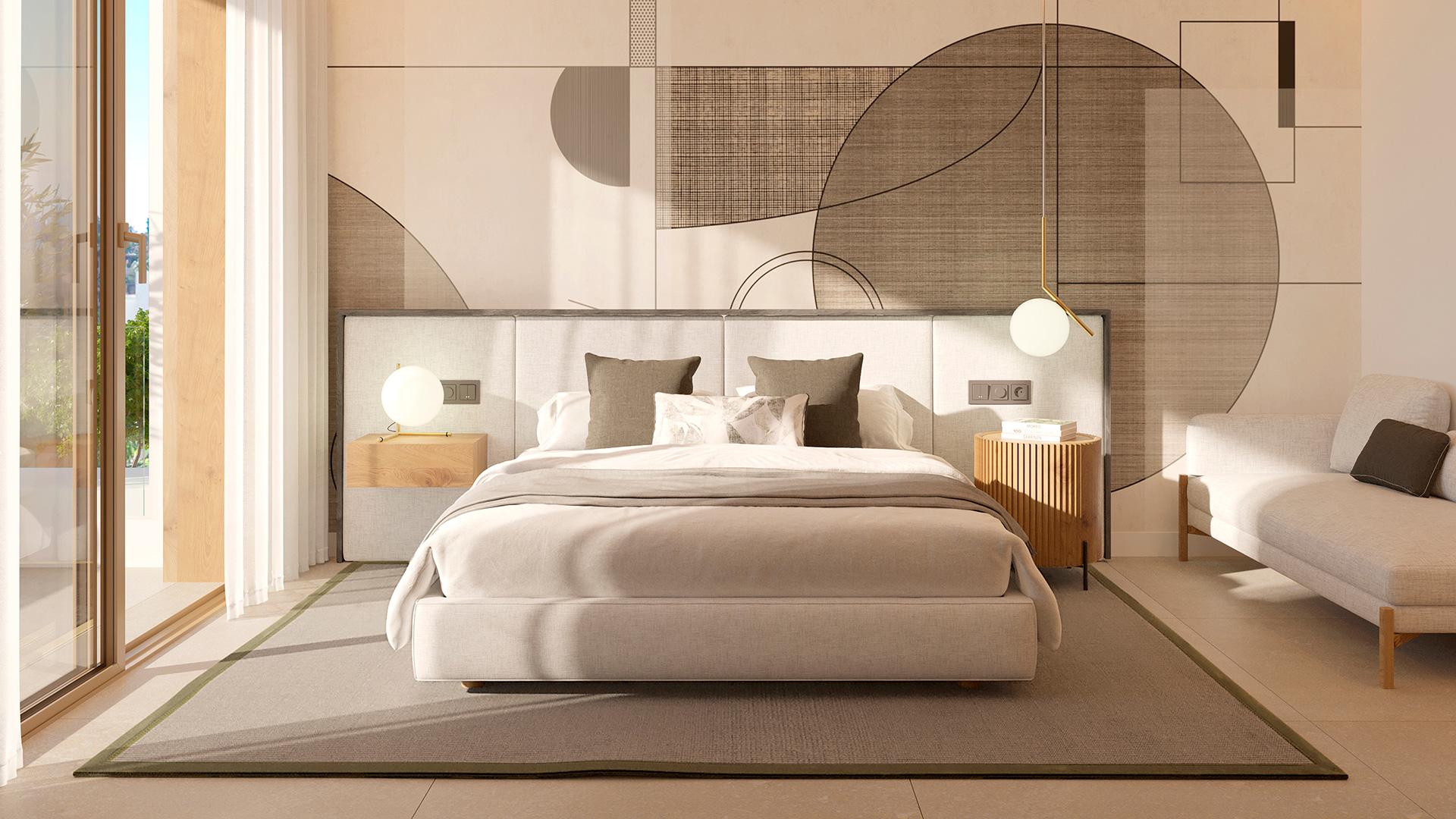 Main bedroom with built-in wardrobes in 4-bedroom new-build villa, Estepona