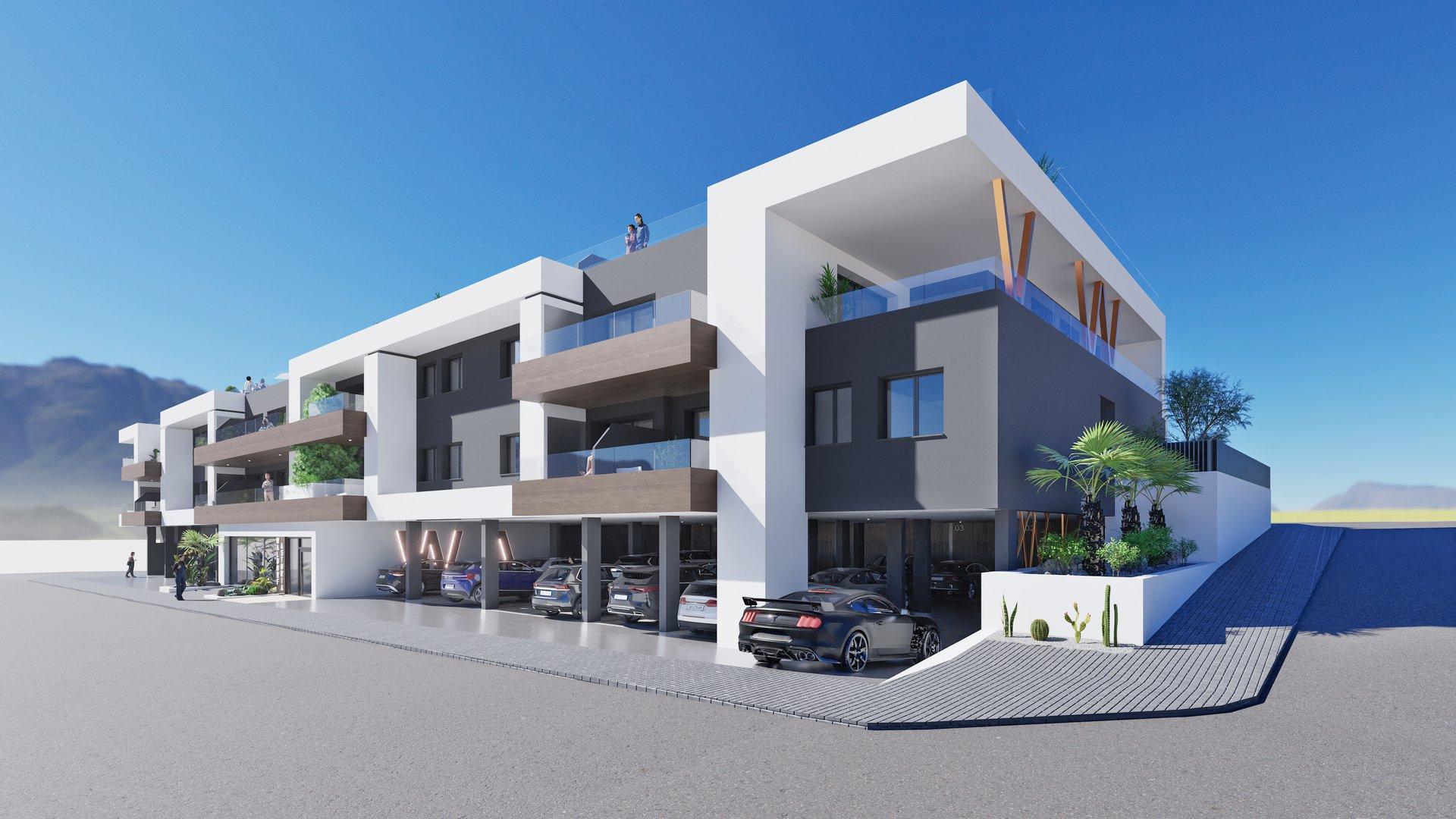 Living and dining area in 3-bedroom penthouse, Pueblo 4, Benijofar