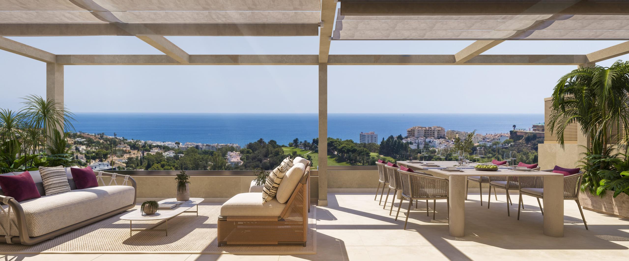 Floor plan showing 85 m2 layout of 2-bedroom apartment, Cortijo Torrequebrada, Benalmádena