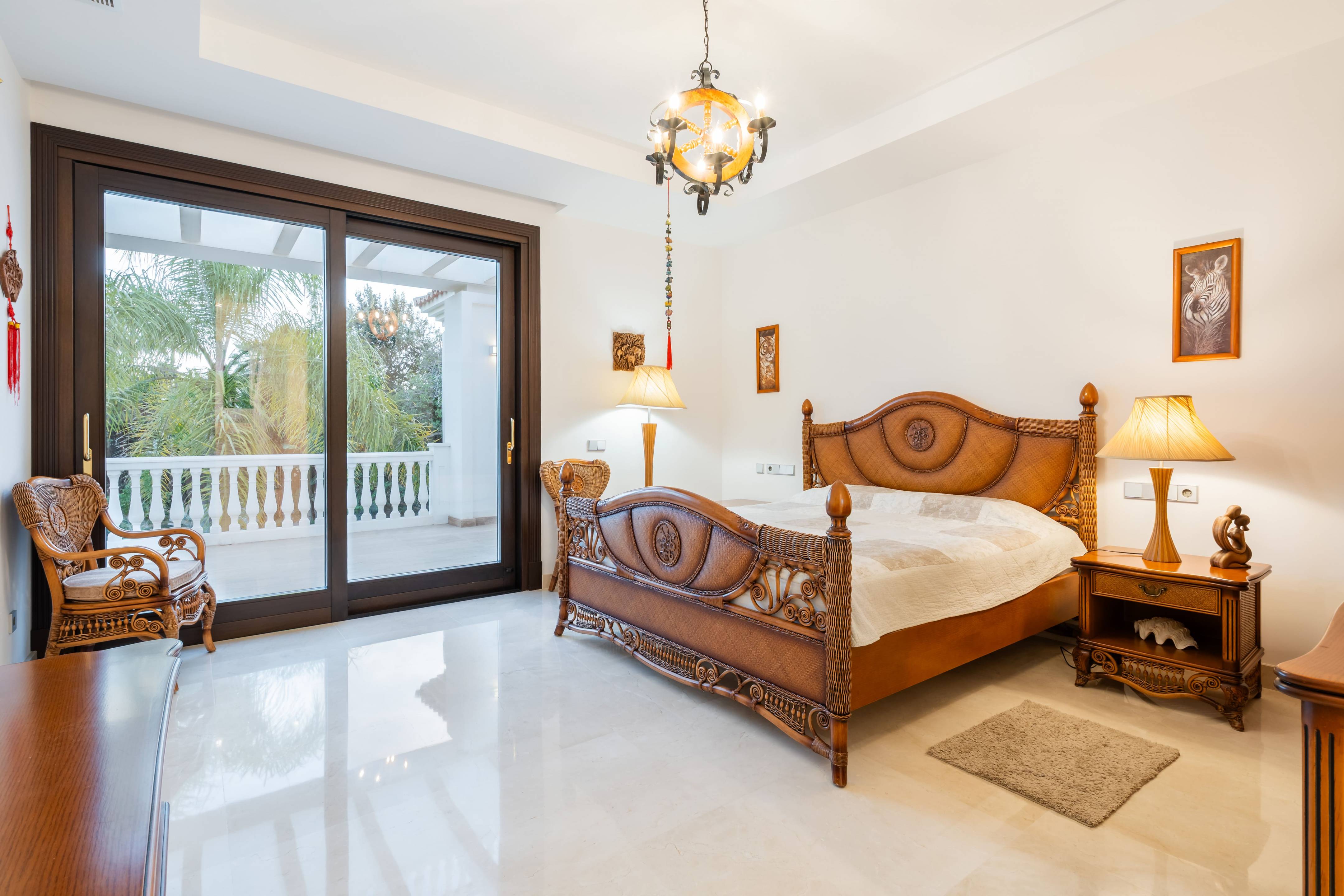Upper-floor bedroom terrace in new-build villa, Casasola, Estepona