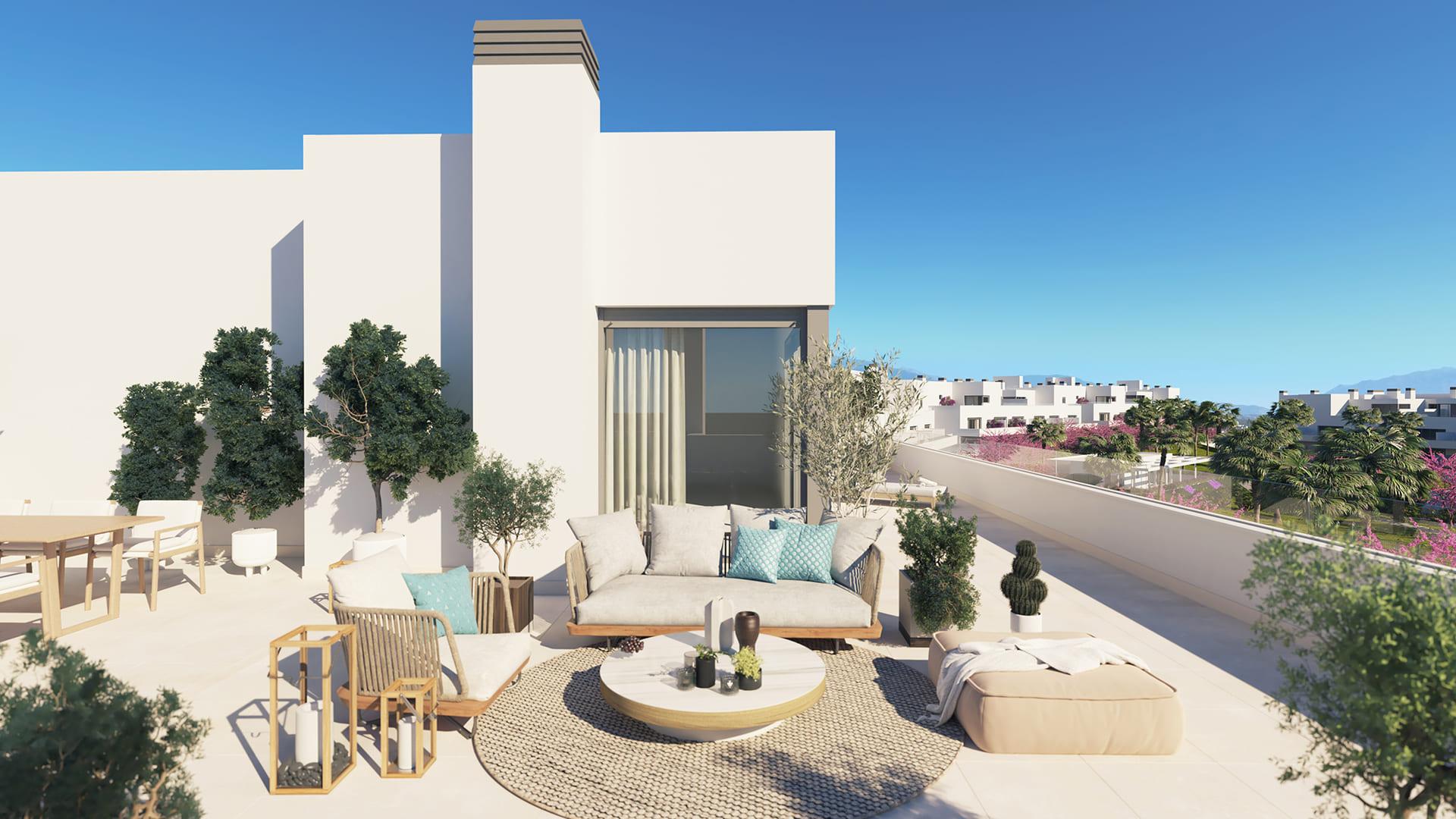 Community garage area in new-build residential complex, Los Flamingos