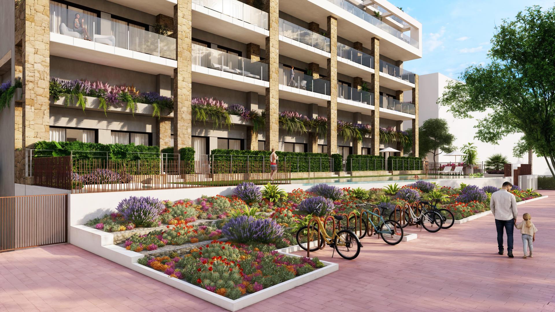 Kitchen appliances and cabinetry detail in new-build apartment, Villajoyosa